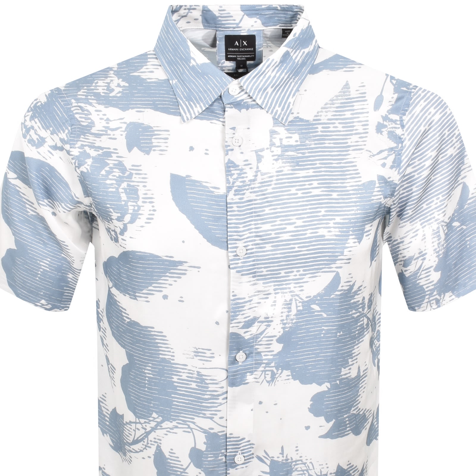 Armani Exchange Short Sleeve Shirt Blue In Blue
