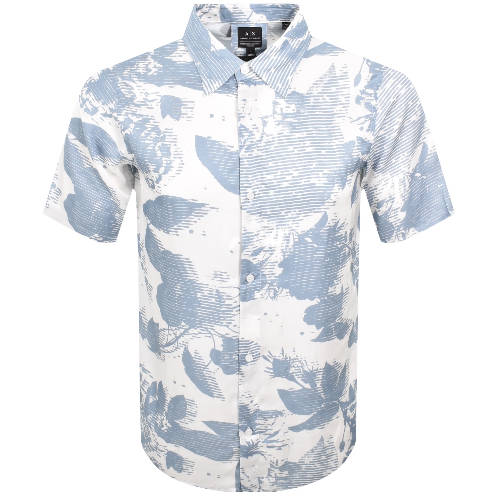 Armani Exchange Short Sleeve Shirt Blue In Blue