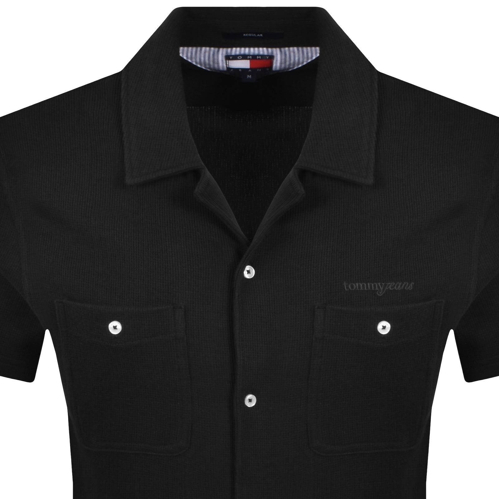 Tommy Jeans Waffle Camp Shirt Black In Black