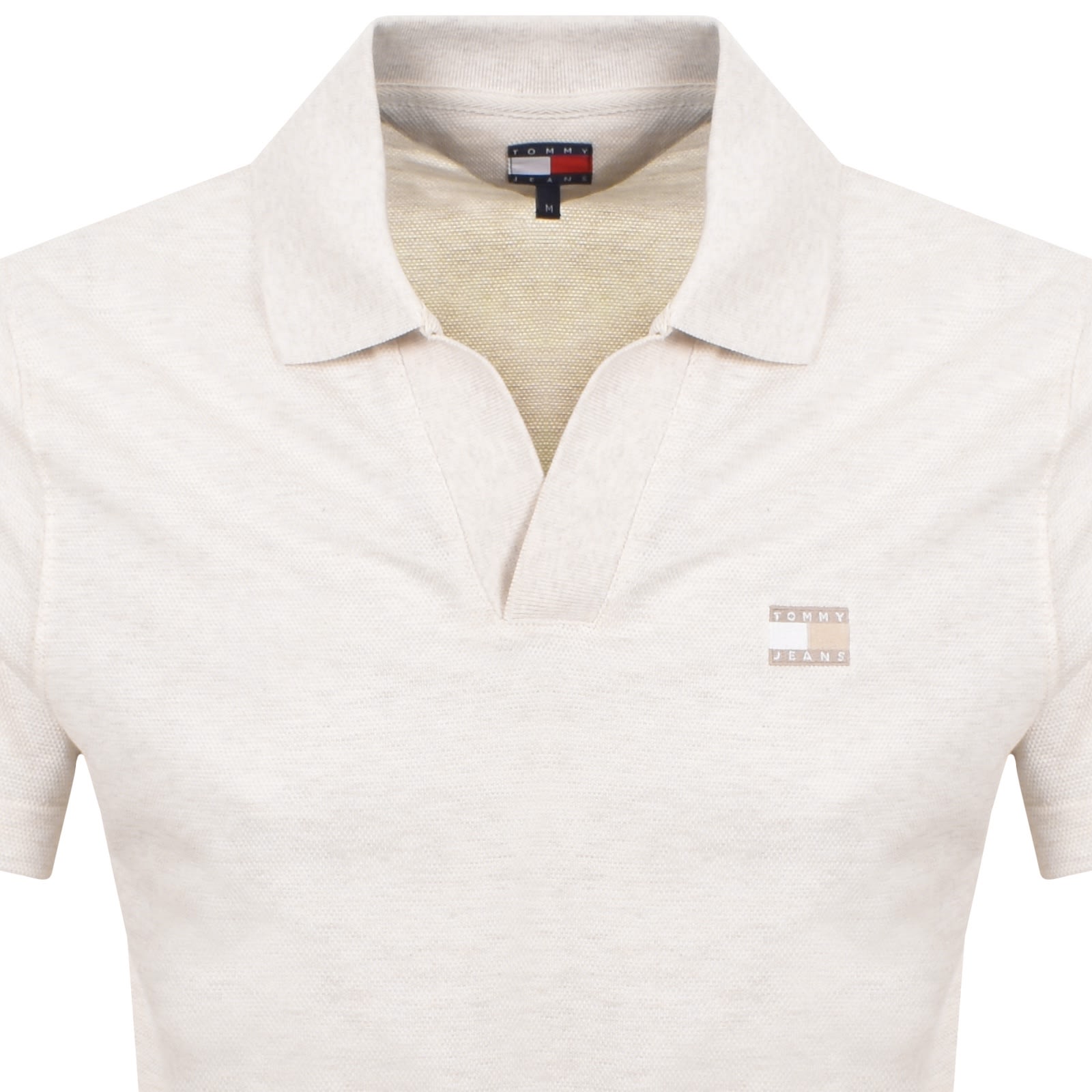 Tommy Jeans Skipper Collar Polo T Shirt Oat Marl In White