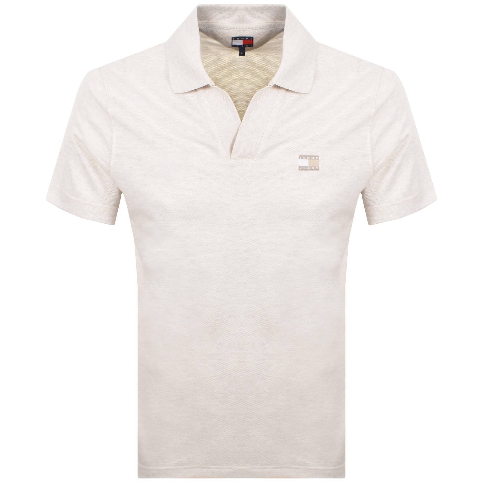 Tommy Jeans Skipper Collar Polo T Shirt Oat Marl In White