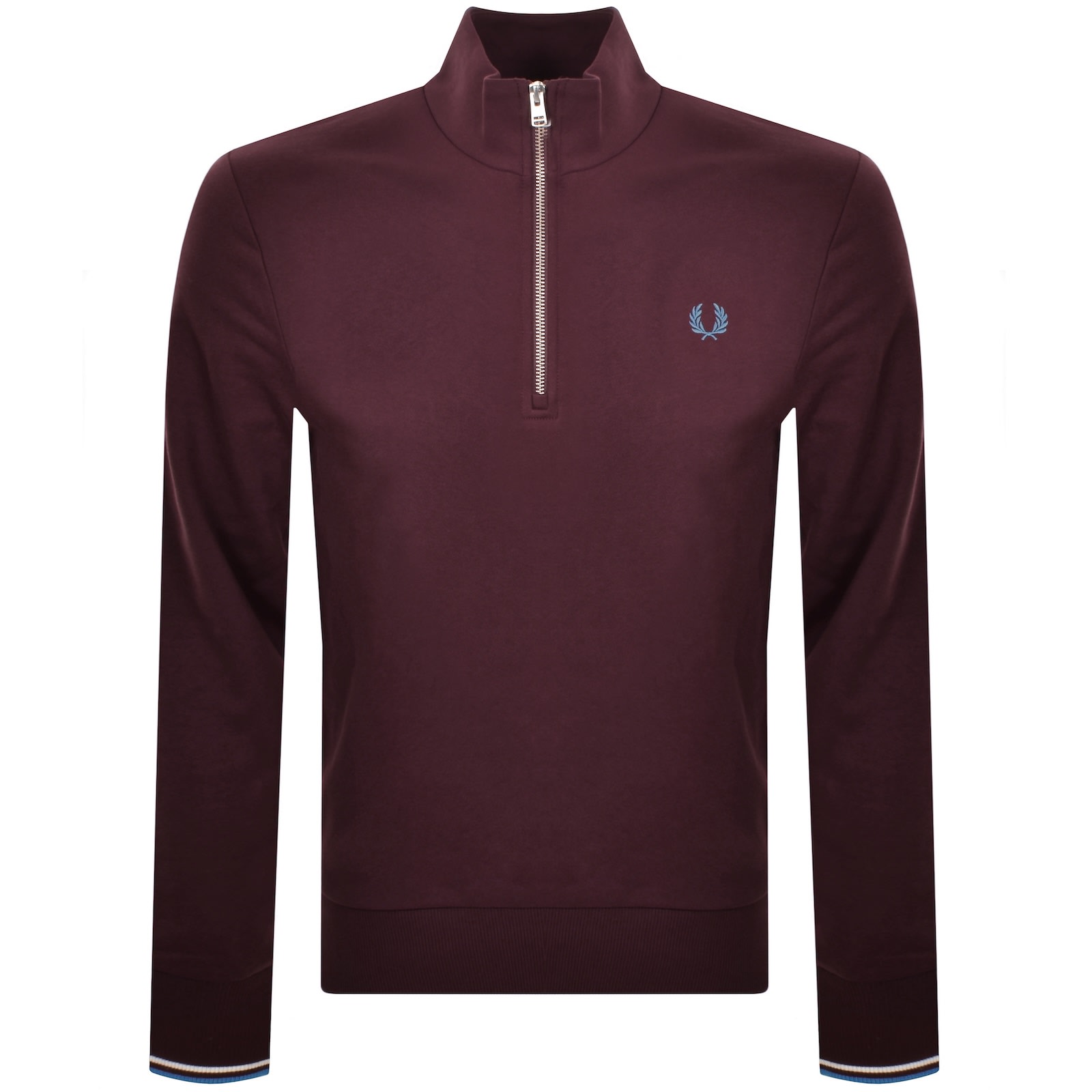 Fred Perry Half Zip Sweatshirt Burgundy In Burgundy