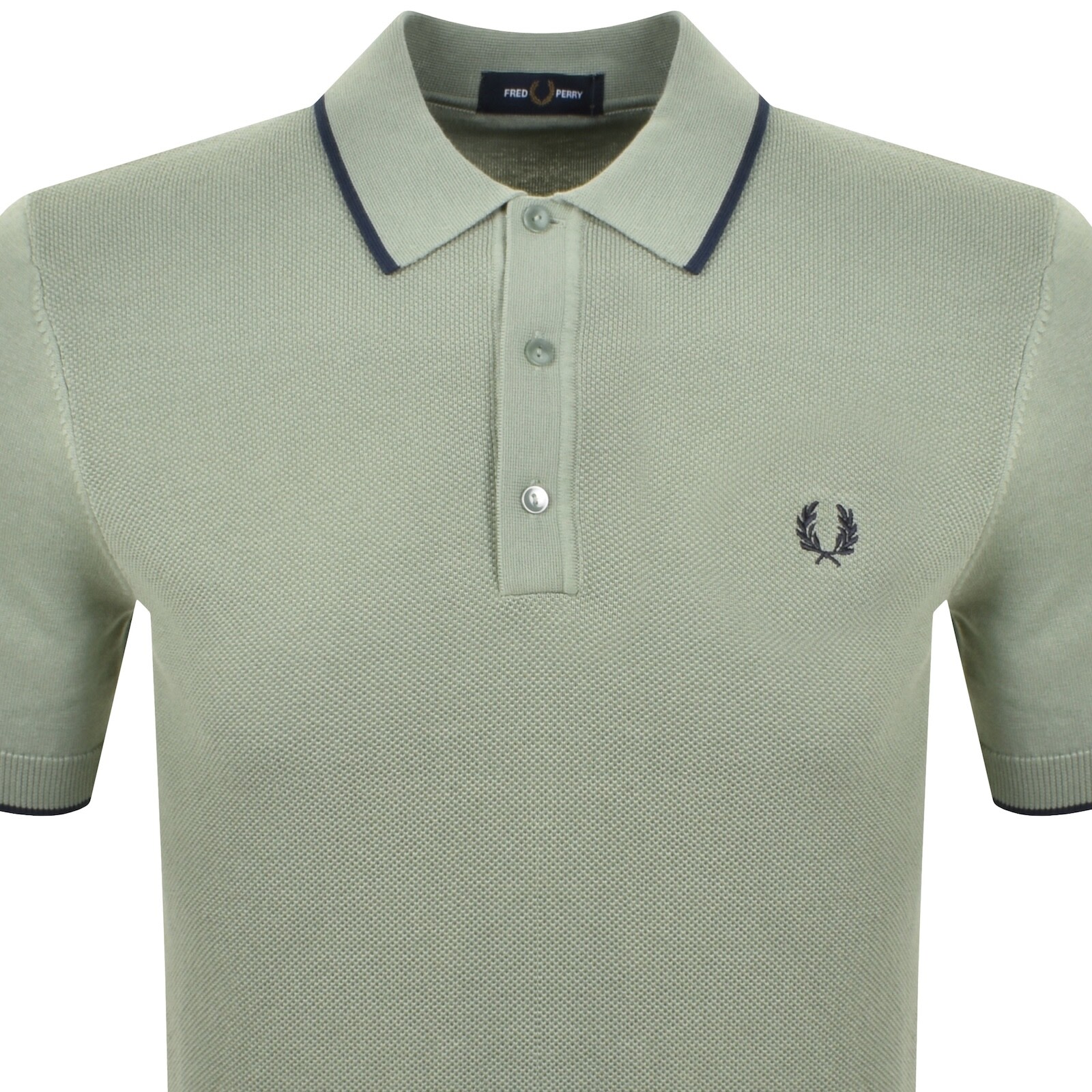 Fred Perry Short Sleeve Pique Stitch Knitted Polo Shirt Bayleaf In Green
