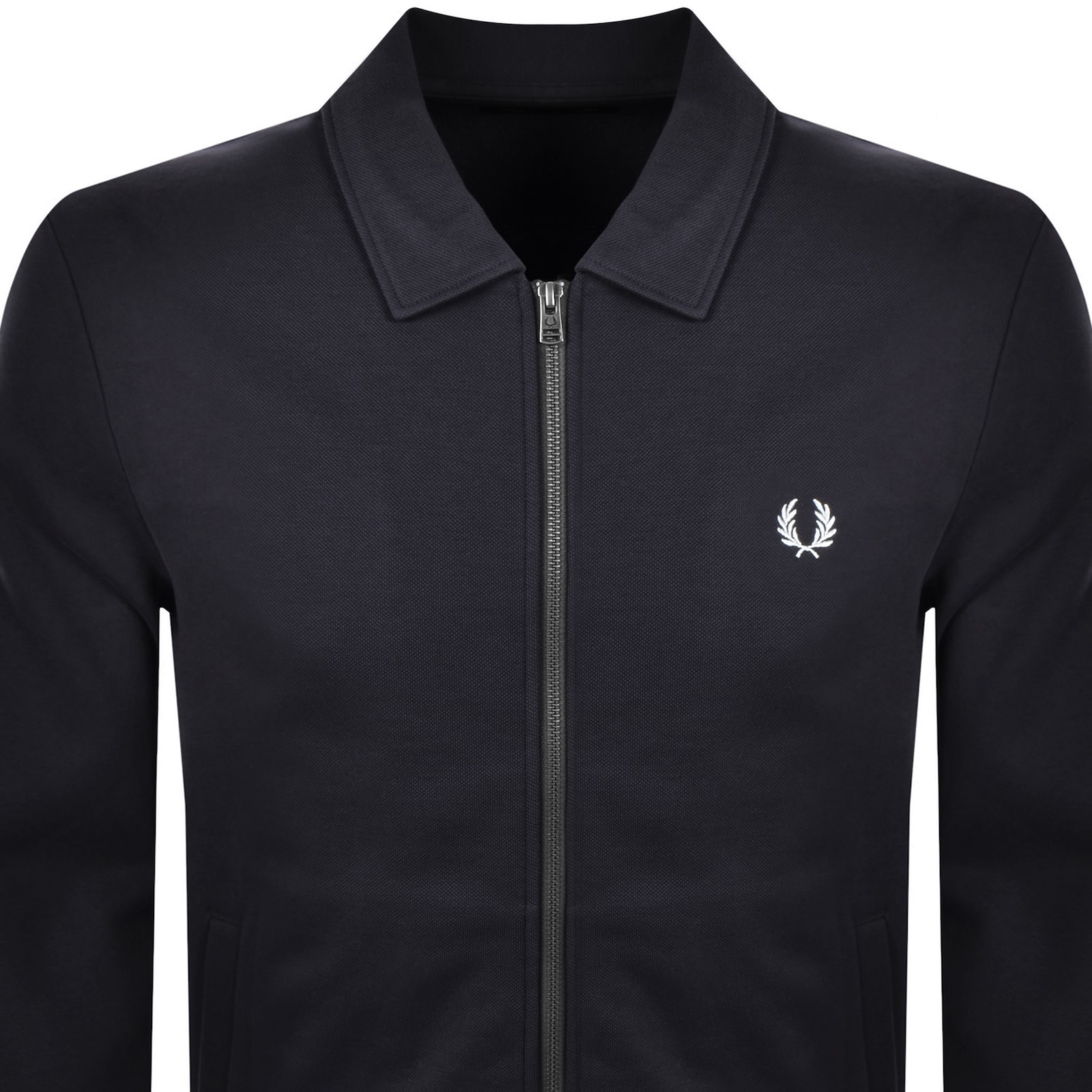 Fred Perry Zip Through Collared Sweatshirt Navy In Blue