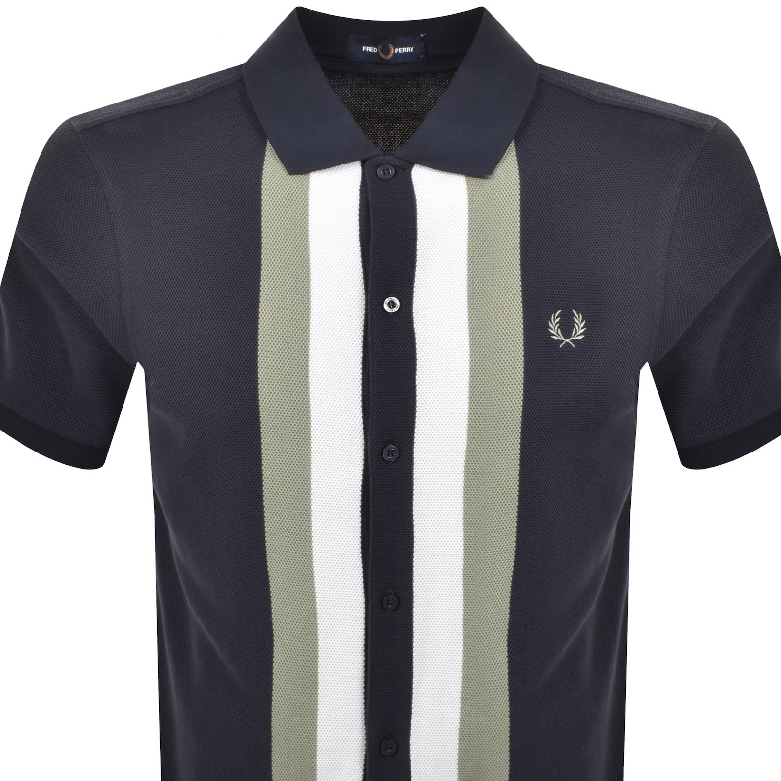 Fred Perry Panelled Button Through Polo Dark Airfo In Multi
