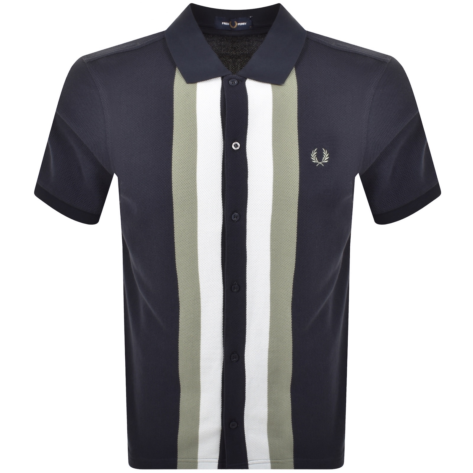 Fred Perry Panelled Button Through Polo Dark Airfo In Multi