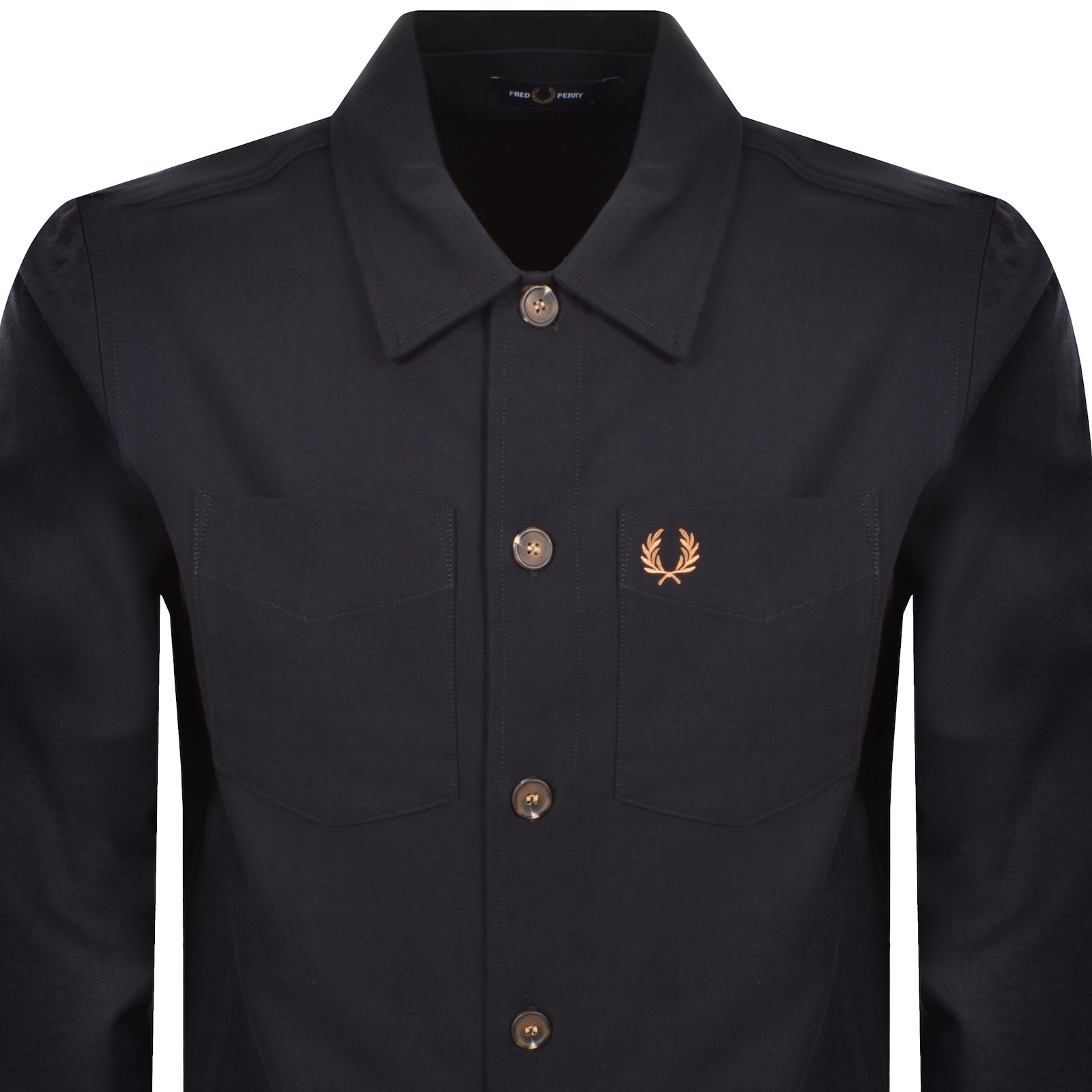 Fred Perry Brushed Twill Overshirt Navy In Blue
