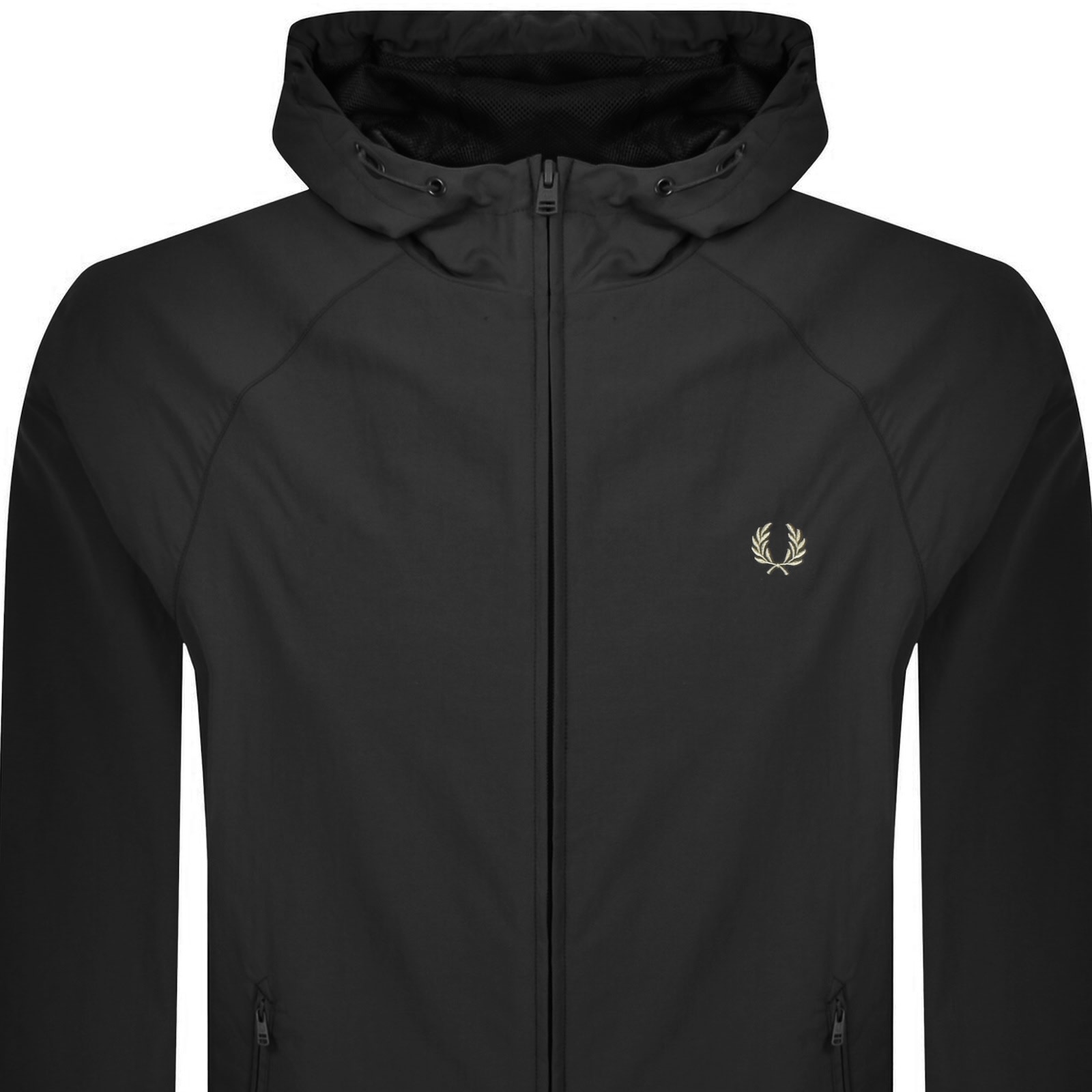 Fred Perry Hooded Shell Jacket Black In Green