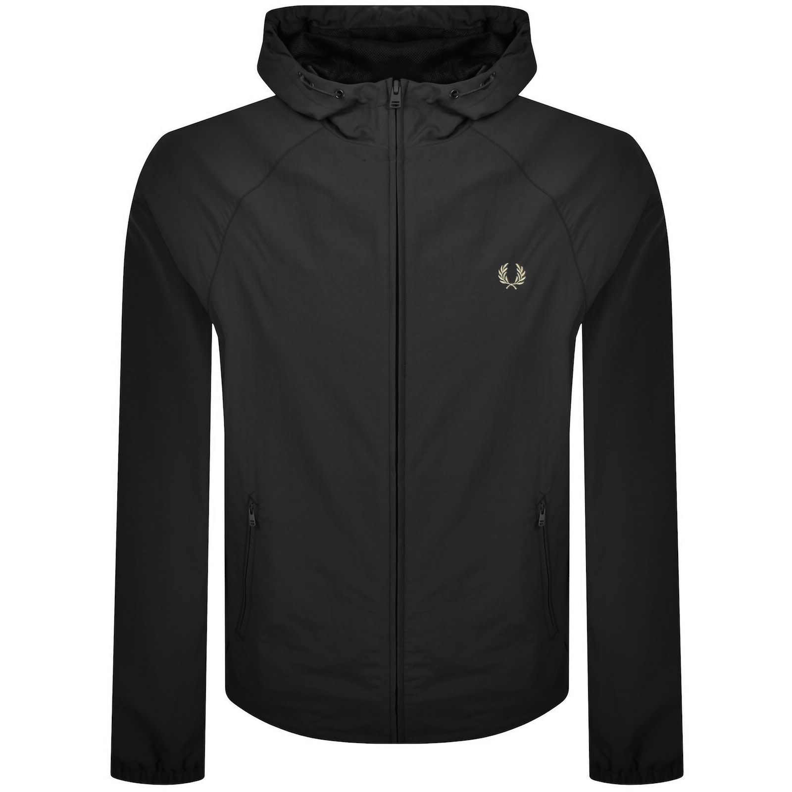 Fred Perry Hooded Shell Jacket Black In Green