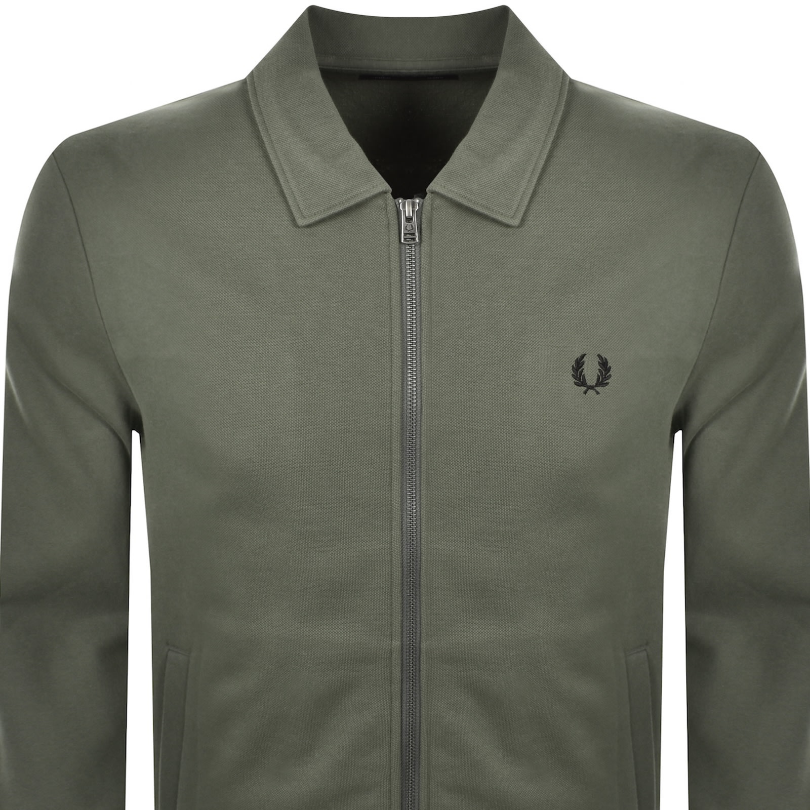Fred Perry Zip Through Collared Sweatshirt Green In Green