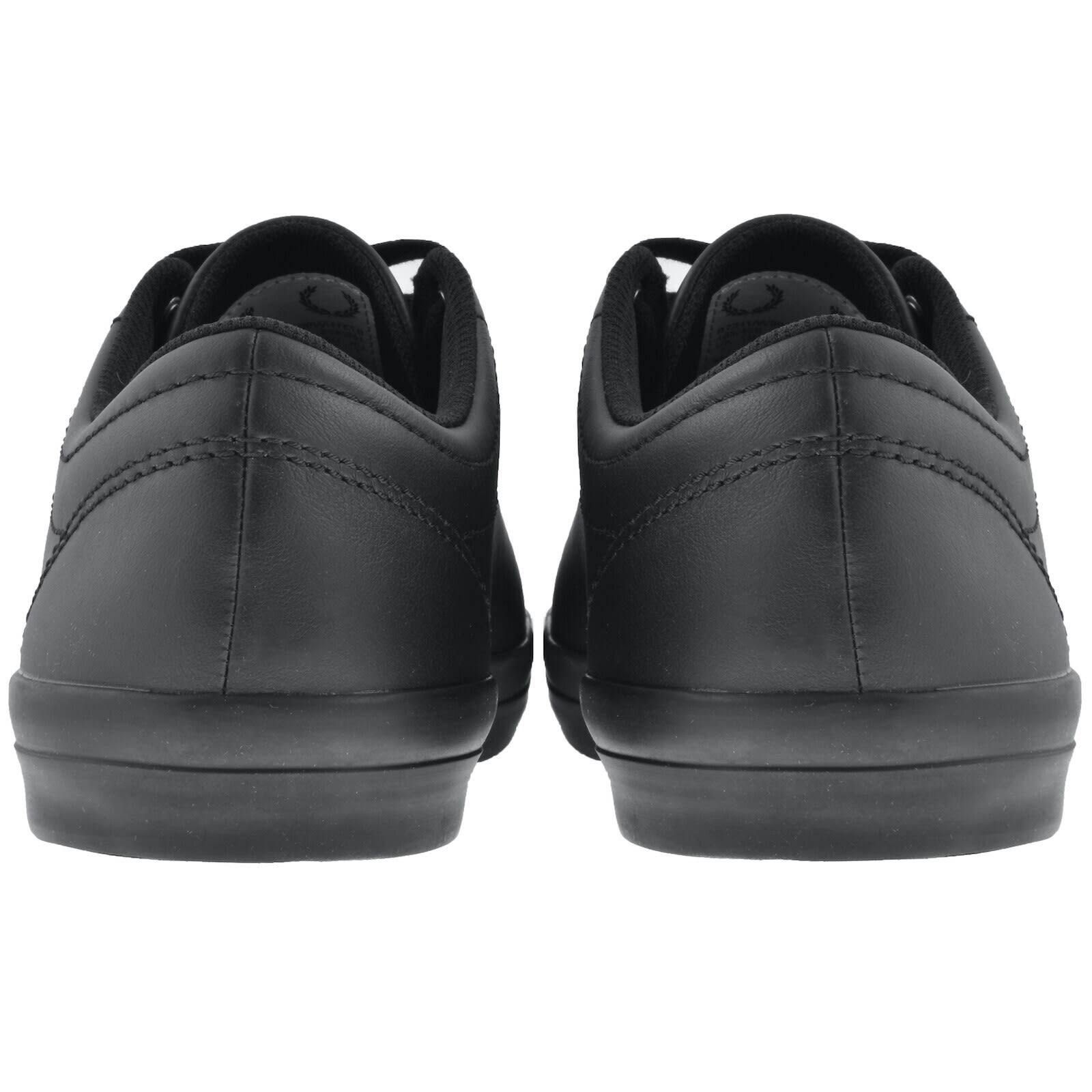 Fred Perry Baseline Leather Trainers Black In Black