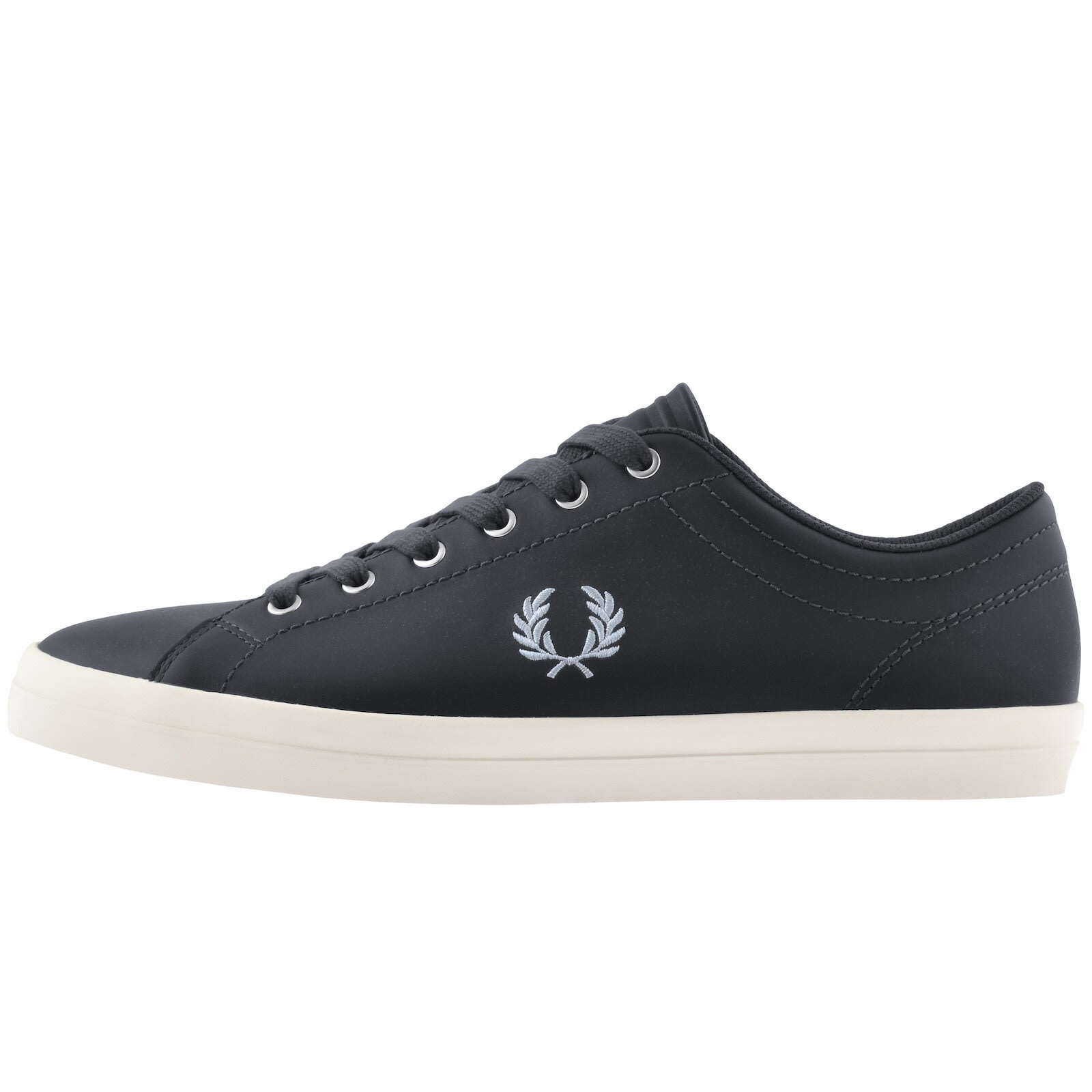 Fred Perry Baseline Leather Trainers Grey In Blue