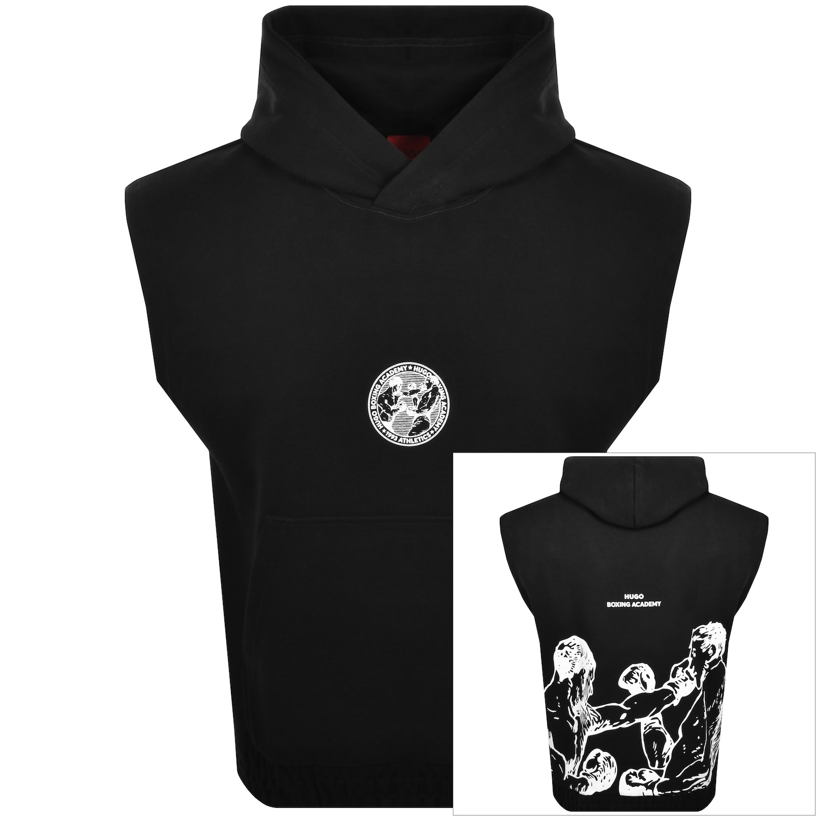 Hugo Boss Sleeveless Graphic Hoodie In Black