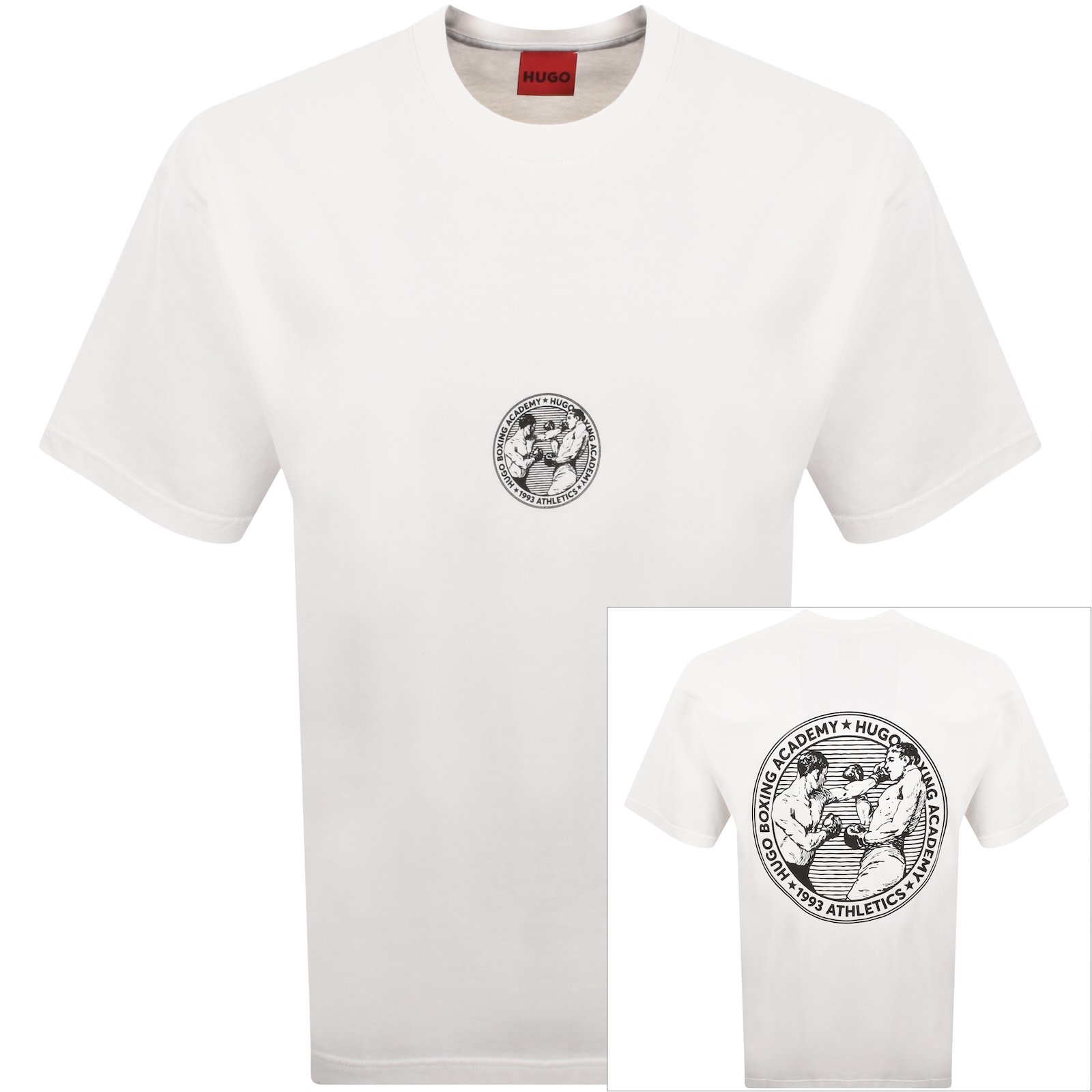 Hugo Boss Hugo Dwresto Crew Neck T Shirt Off White In Gray