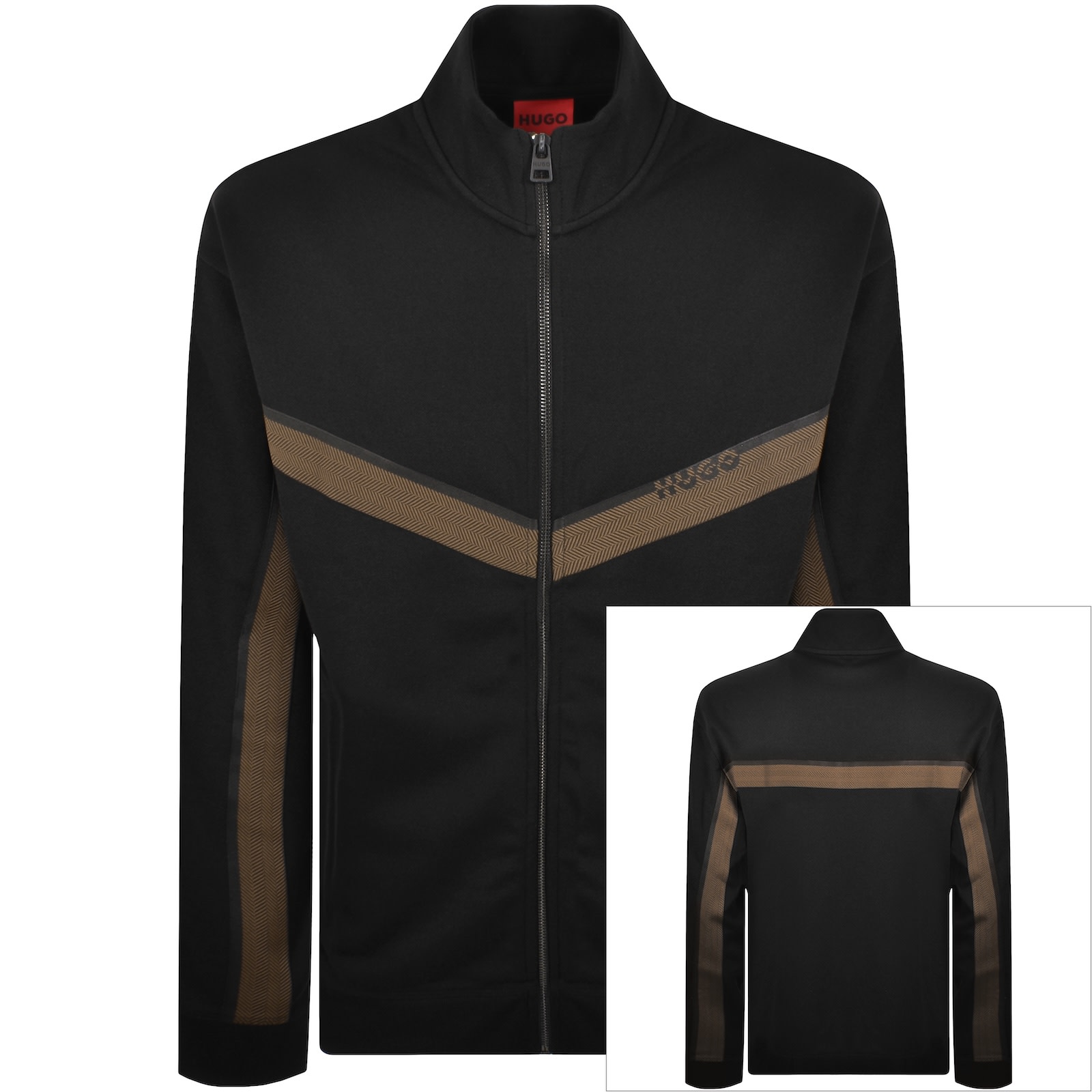 Hugo Boss Hugo Full Zip Dingmoor Sweatshirt Black In Multi