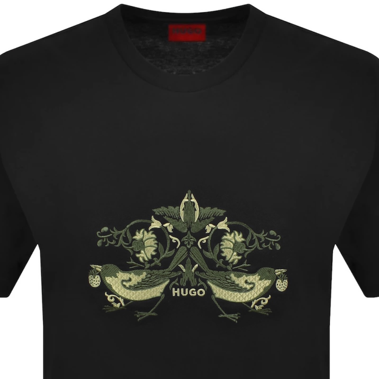 Hugo Boss Cotton Jersey T-shirt With Curved Embroidered Logo In Black