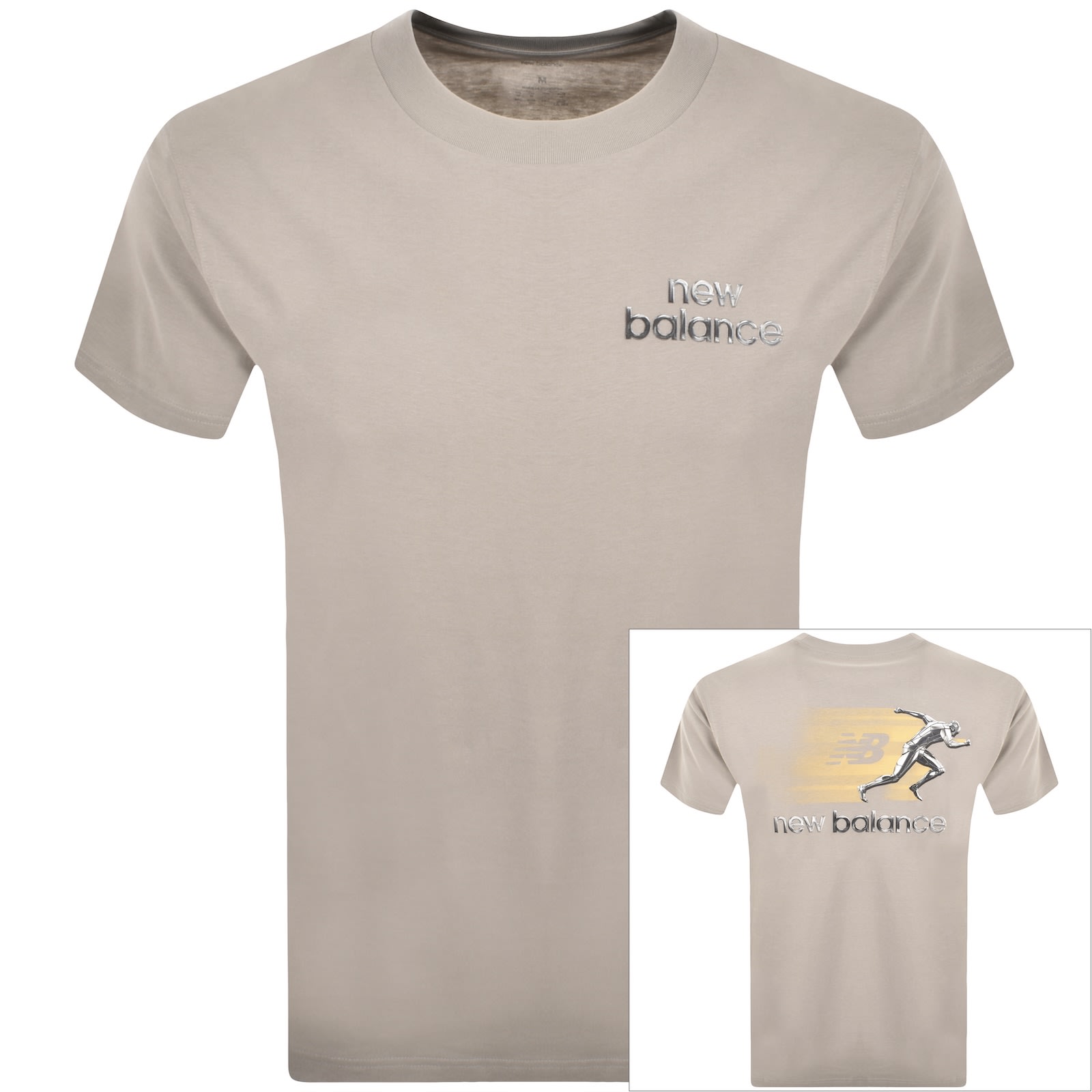 New Balance Chrome Runner Metallic-figure Print T-shirt In Neutral