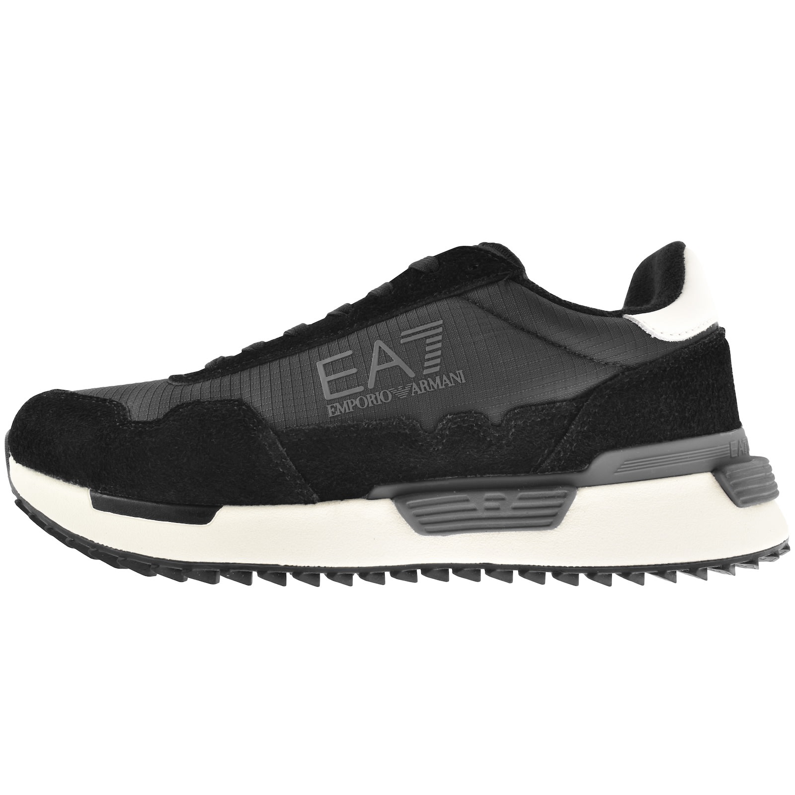 Ea7 Emporio Armani Leather And Fabric Low-top Sneakers In Black