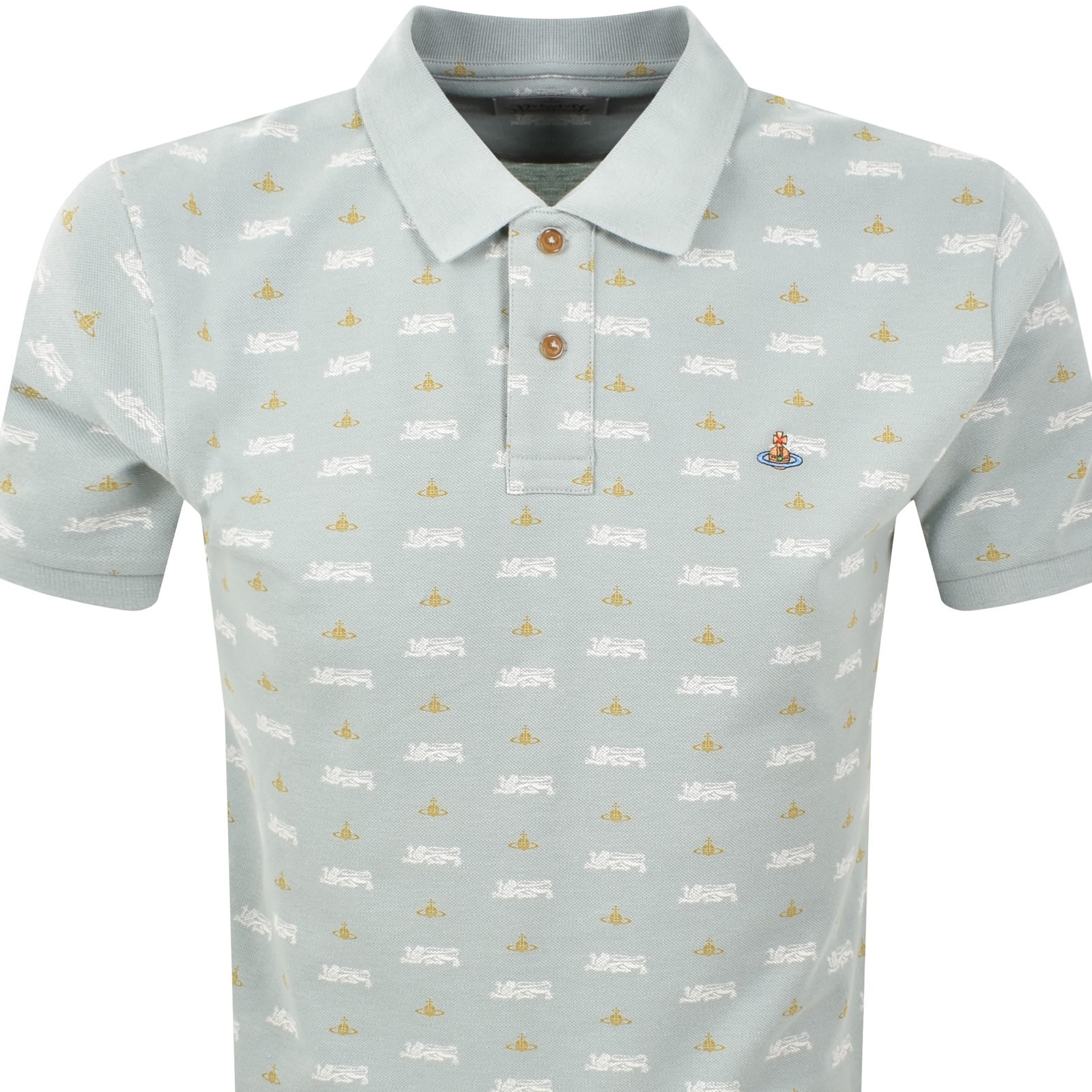 Vivienne Westwood Lion And Orbit Polo T Shirt Gree In White