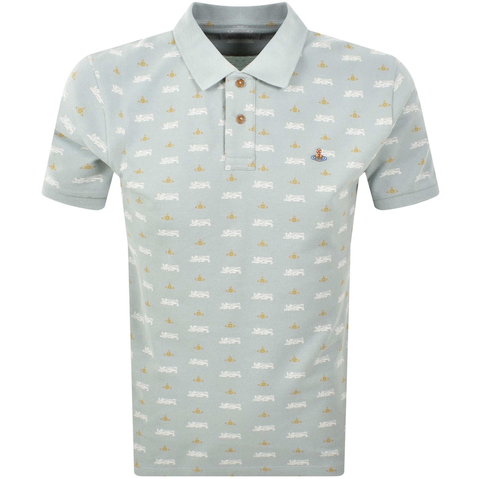 Vivienne Westwood Lion And Orbit Polo T Shirt Gree In White