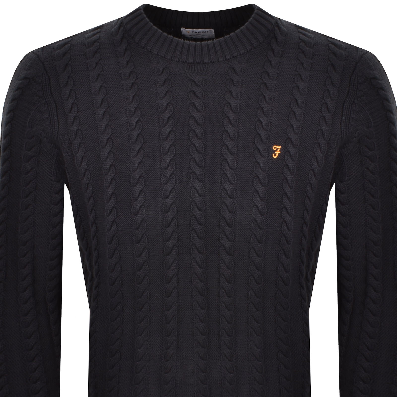 Farah Vintage Farah Knight Cable Knit Jumper Navy In Blue