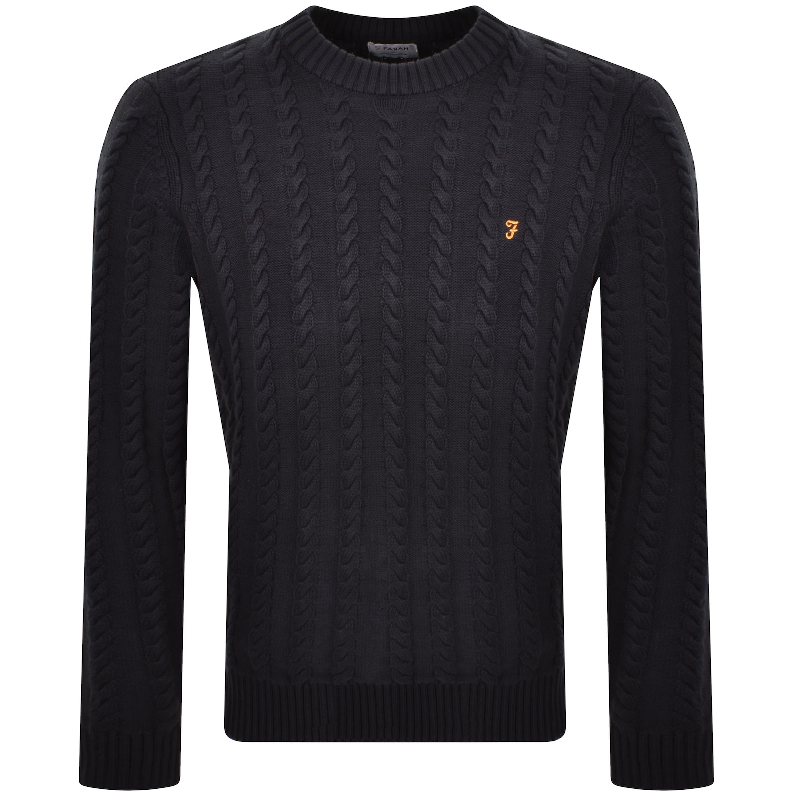 Farah Vintage Farah Knight Cable Knit Jumper Navy In Blue