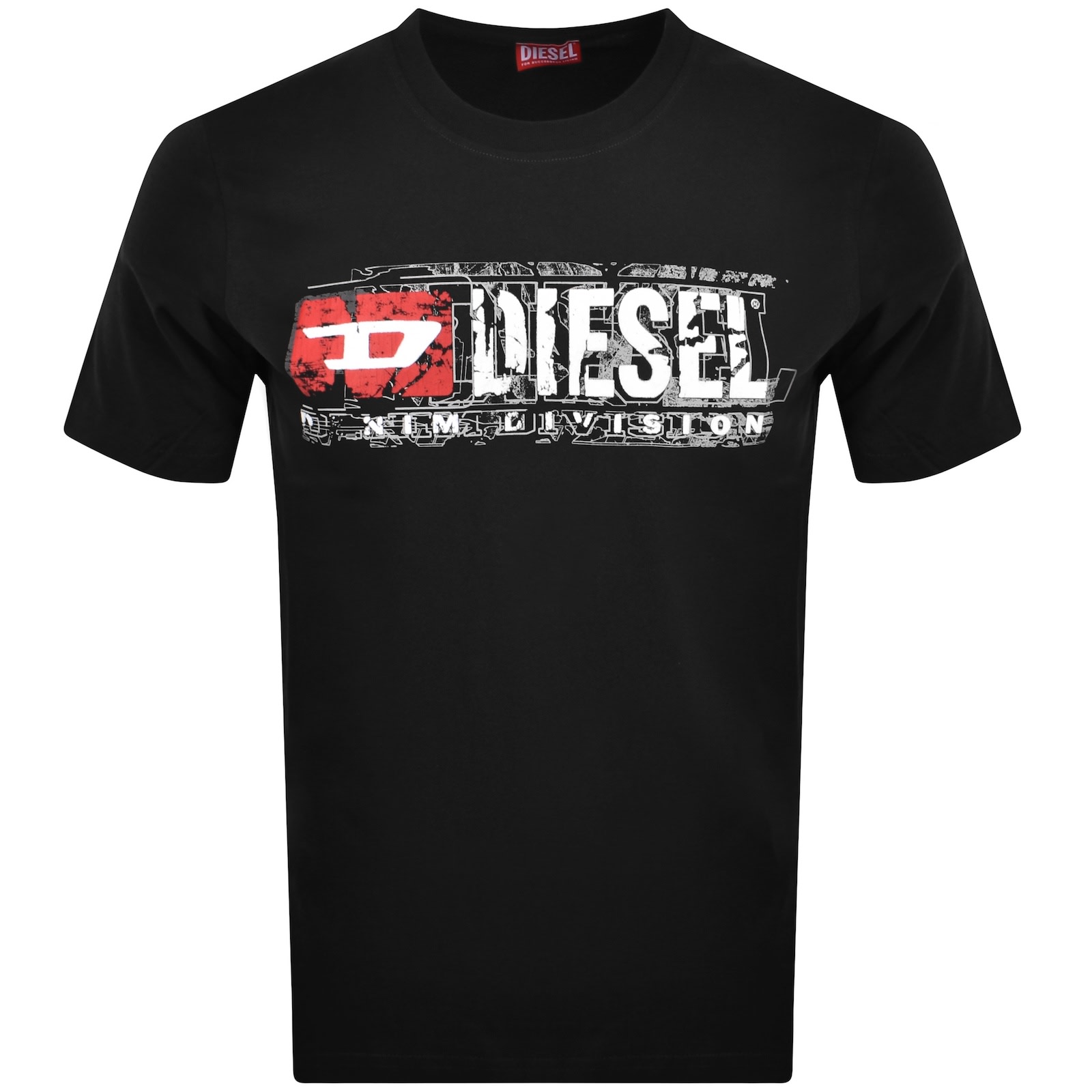 Diesel Men Crew-neck T-shirt With Print In Black