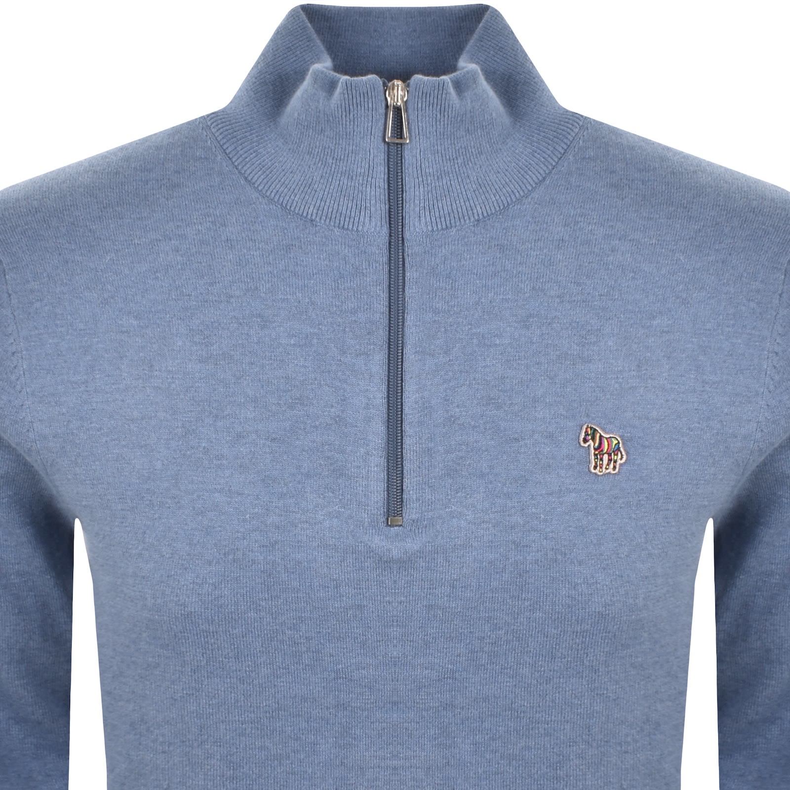 Paul Smith Half Zip Zebra Logo Jumper Blue In Blue