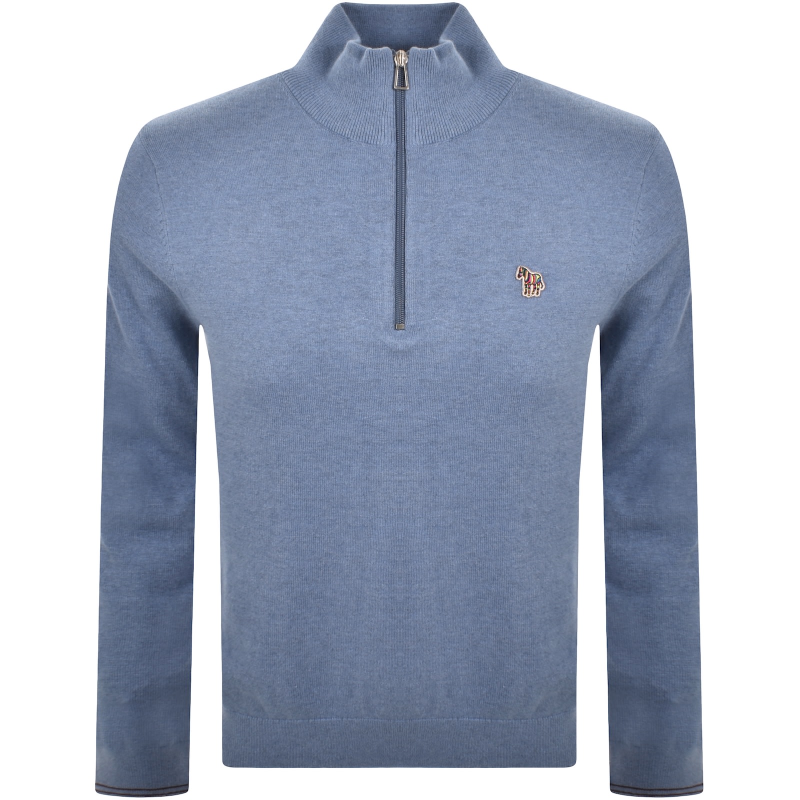 Paul Smith Half Zip Zebra Logo Jumper Blue In Blue