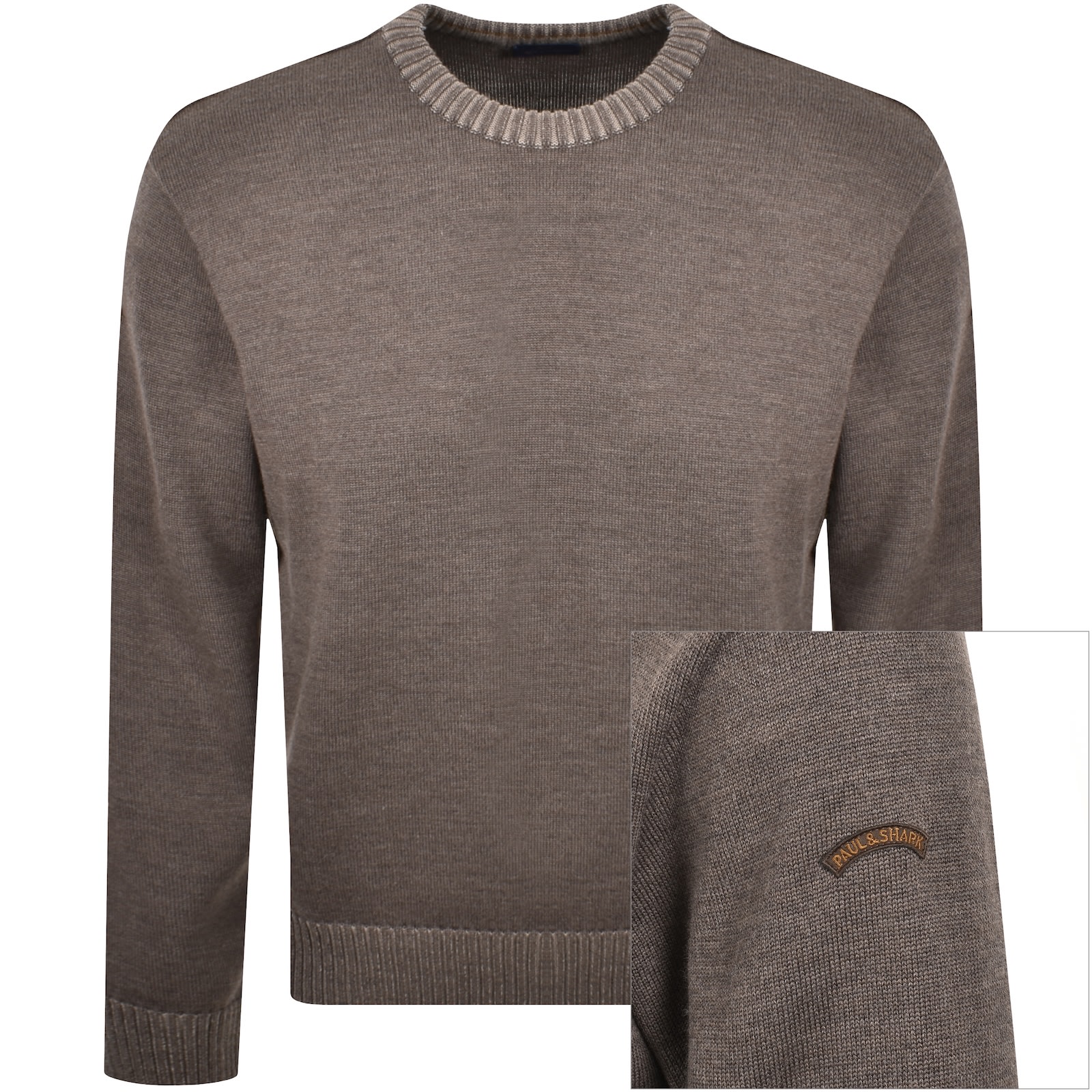 Paul & Shark Paul And Shark Moon Badge Knit Jumper Brown In Brown