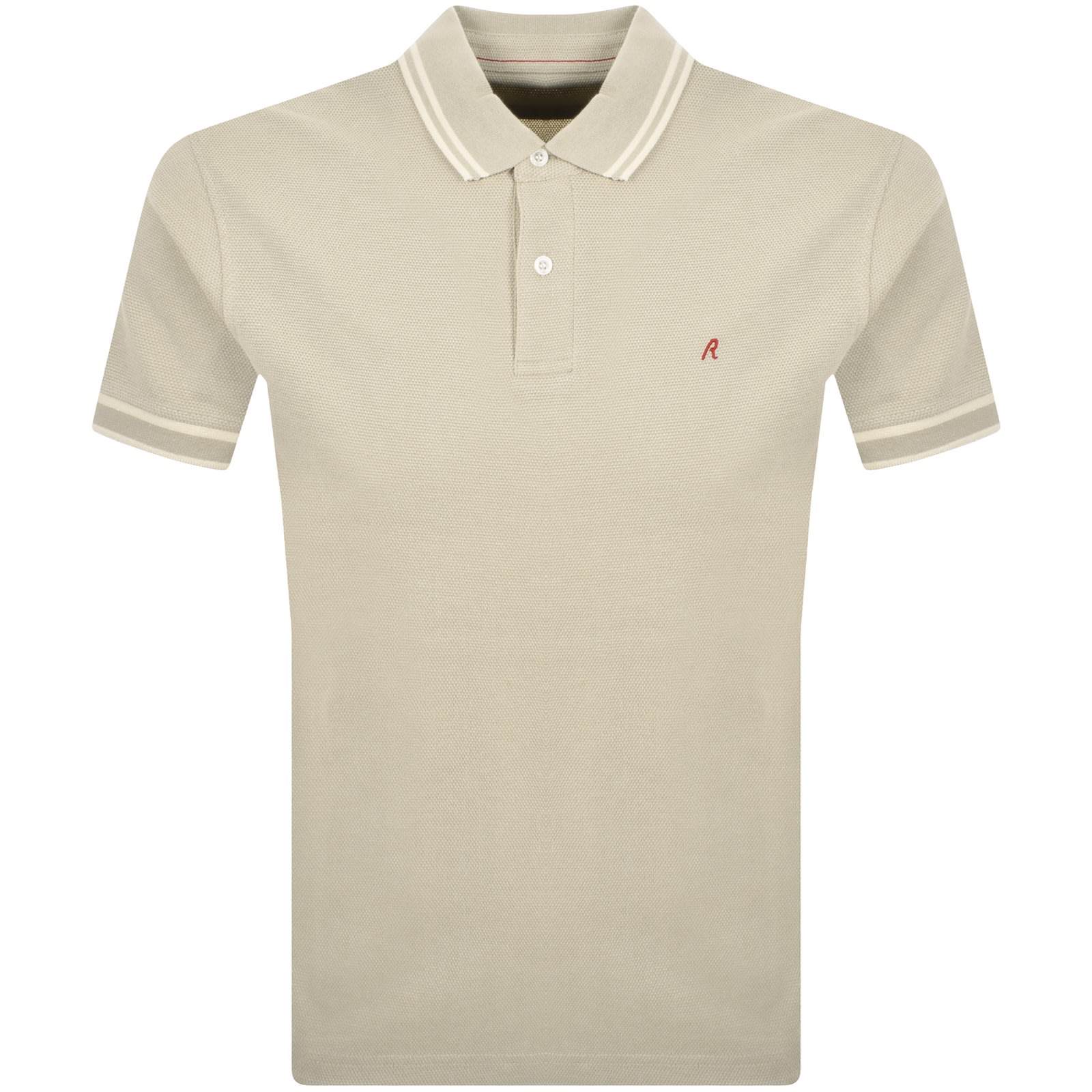 Replay Short Sleeved Logo Polo T Shirt Beige In Neutral