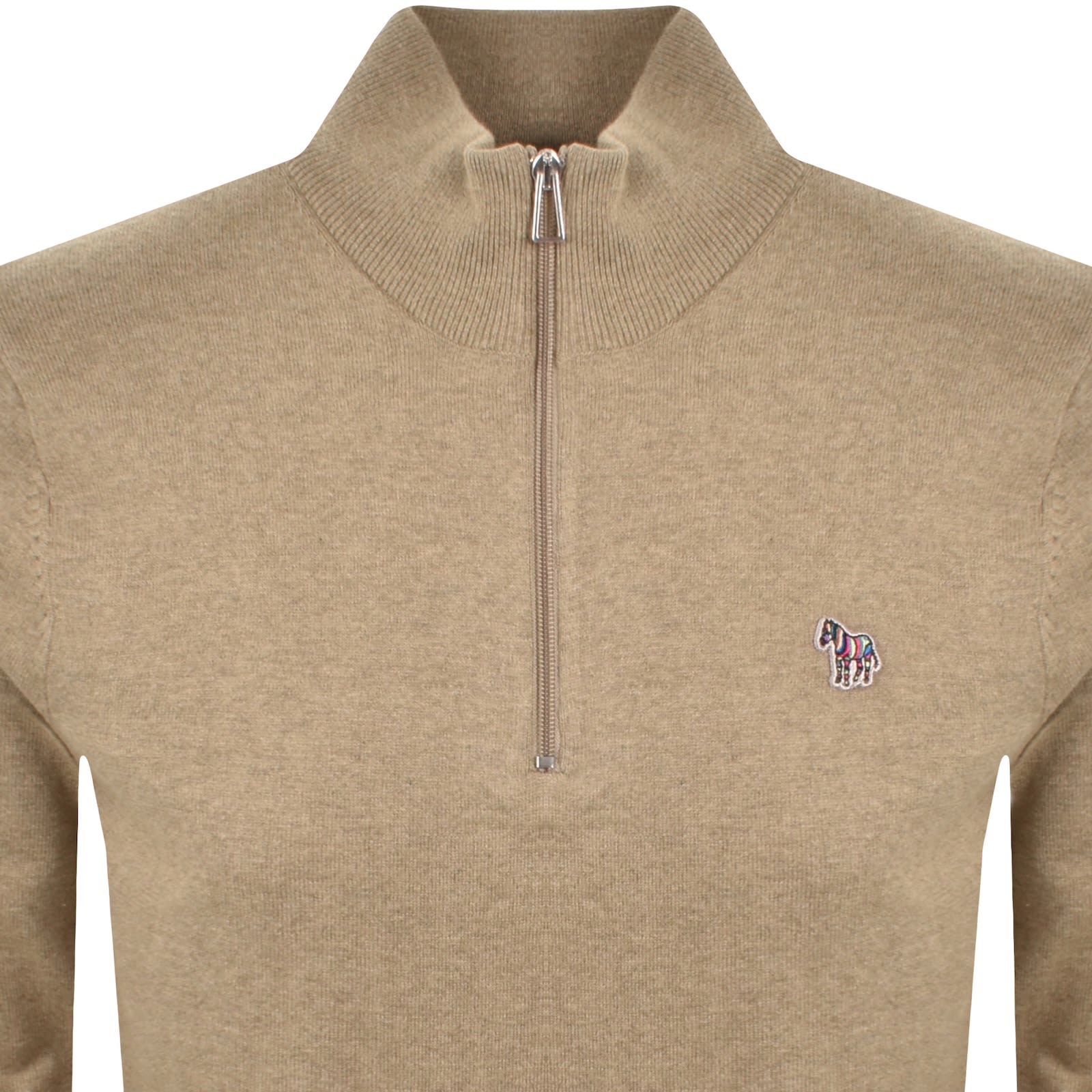 Paul Smith Half Zip Zebra Logo Jumper Brown In Green