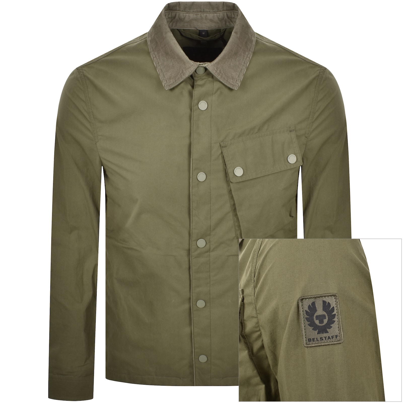 Belstaff Ground Corduroy-collar Cotton Jacket In Green