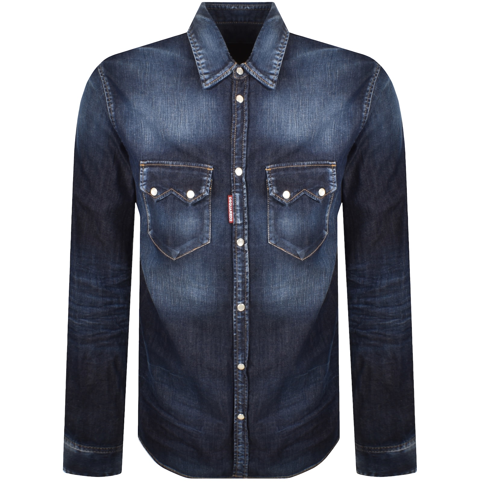 Dsquared2 Relaxed Fit Denim Shirt With Vintage Wash In Blue