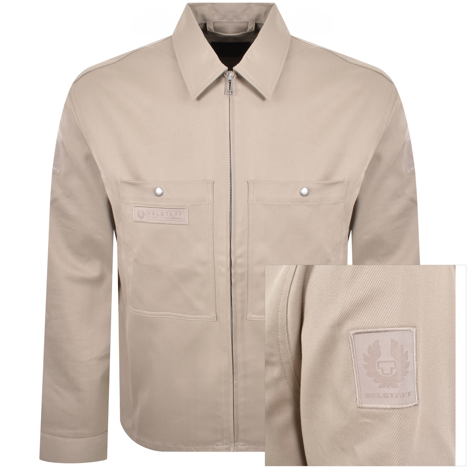 Belstaff Competition Twill Overshirt Beige In Neutral