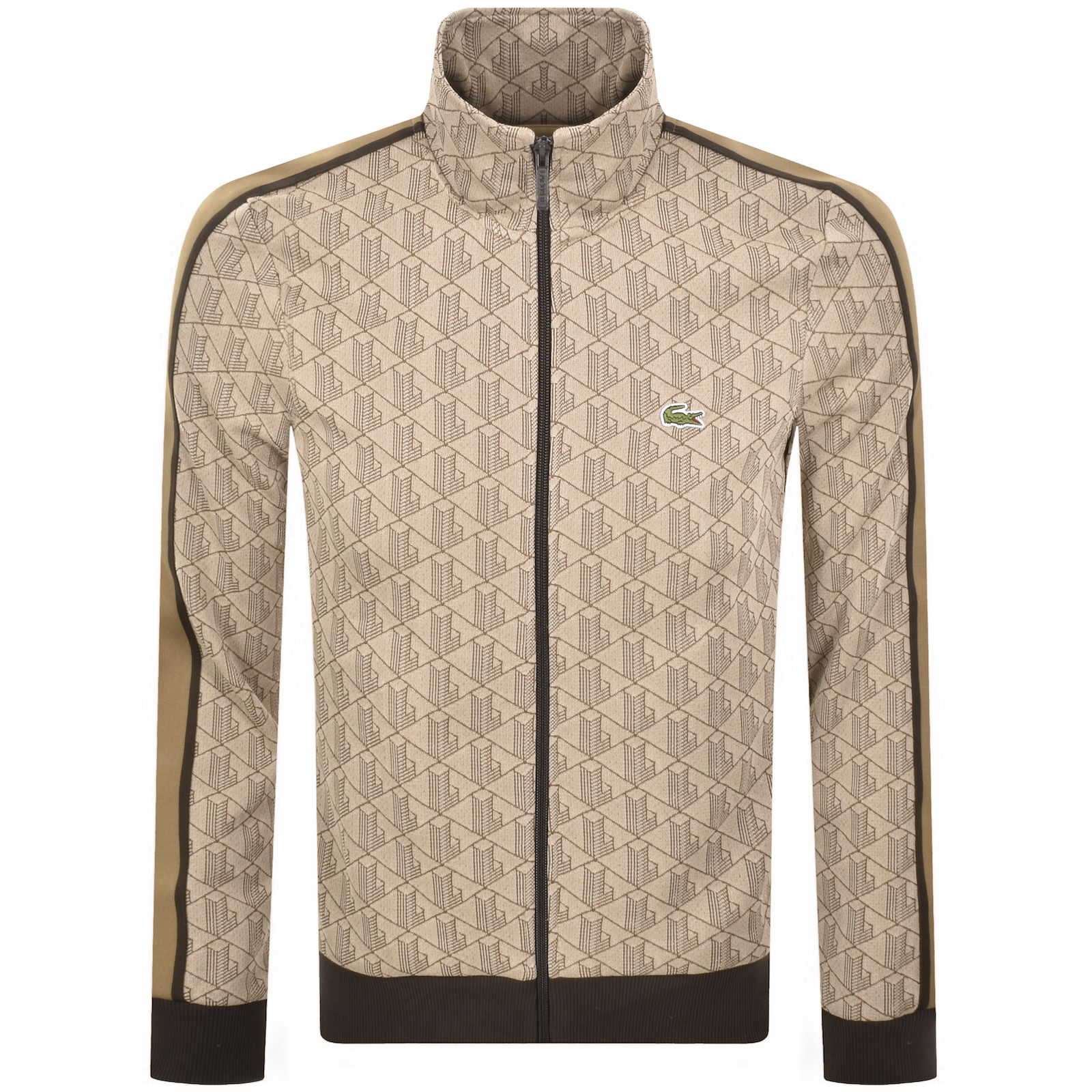 Lacoste Full Zip Sweatshirt Beige In Neutral