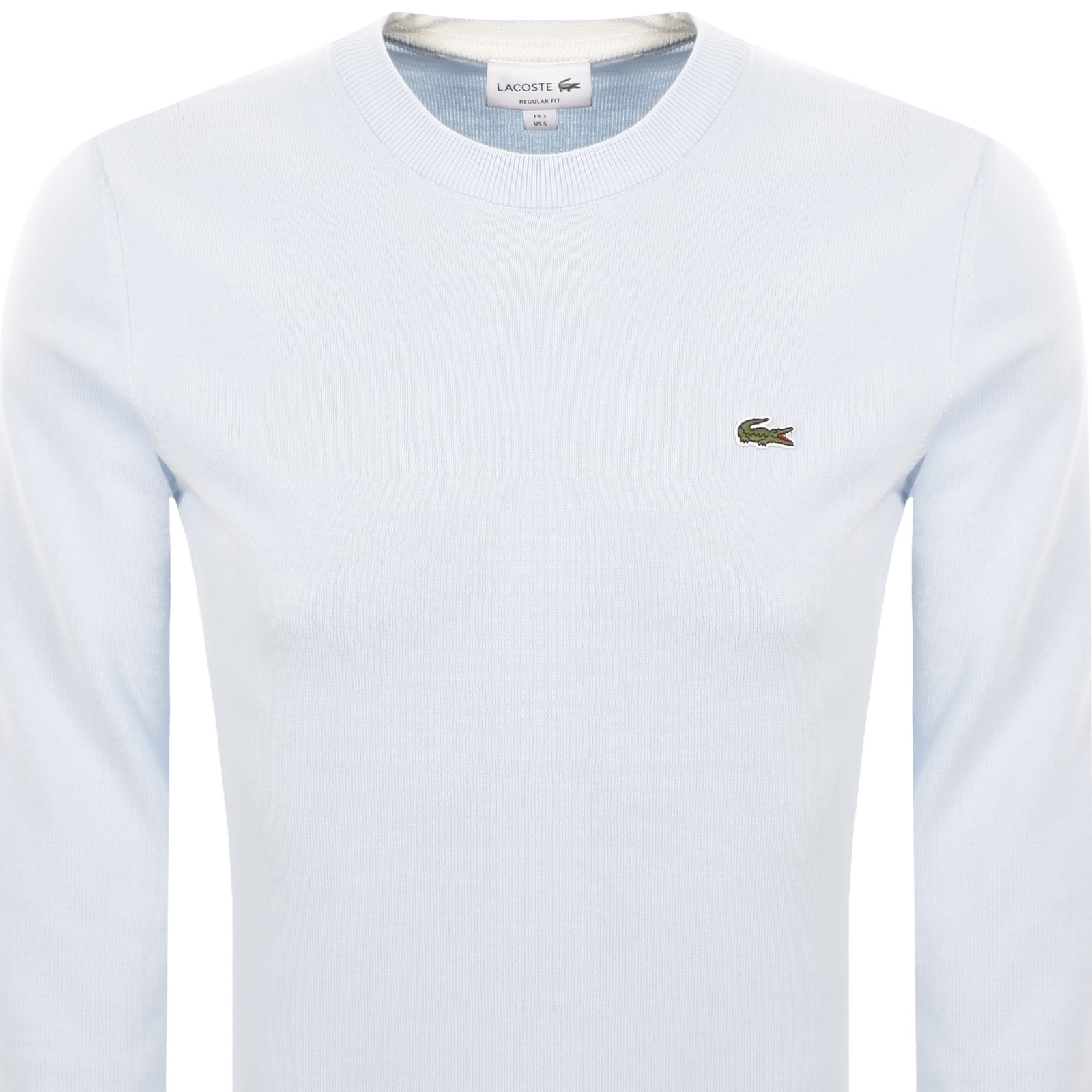 Lacoste Crew Neck Knit Jumper Sky Blue In White