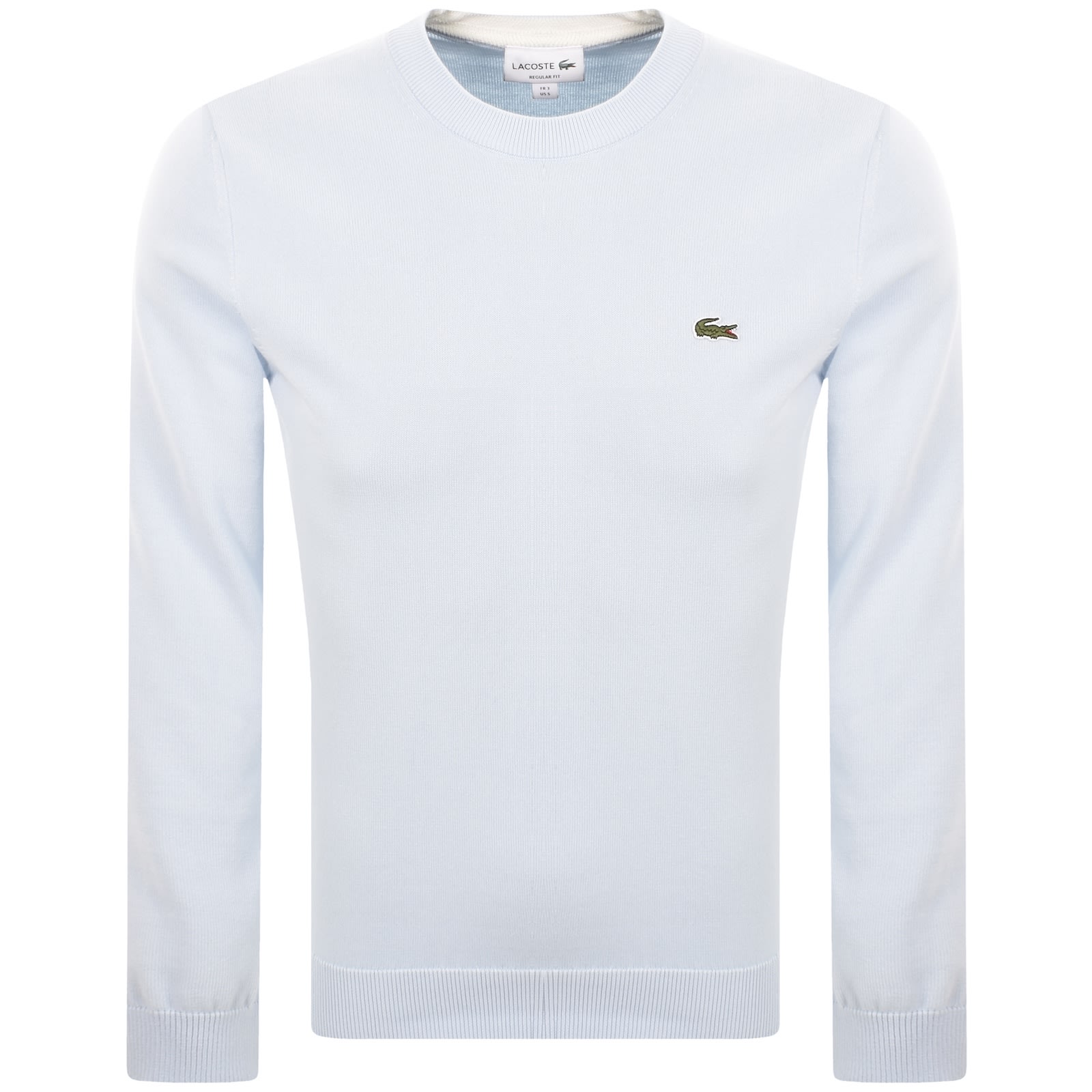 Lacoste Crew Neck Knit Jumper Sky Blue In White