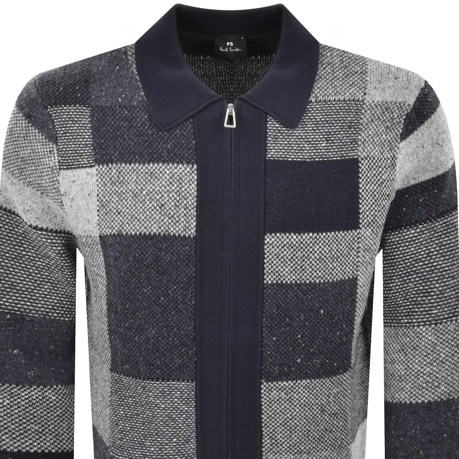 Paul Smith Patchwork Full Zip Cardigan Navy In Gray