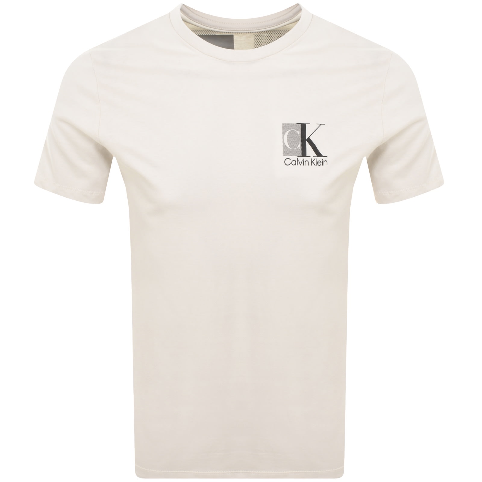 Calvin Klein Abstract Logo T Shirt Cream In White