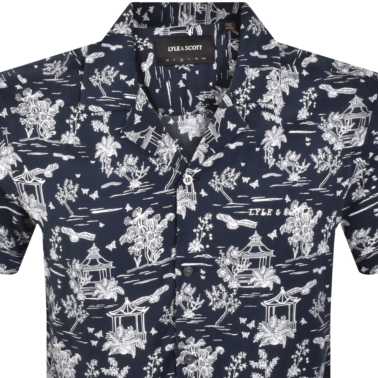 Lyle & Scott Lyle And Scott Botanical Print Resort Shirt Navy In Multi