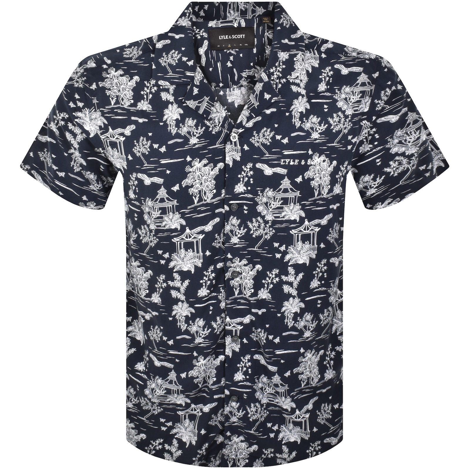 Lyle & Scott Lyle And Scott Botanical Print Resort Shirt Navy In Multi