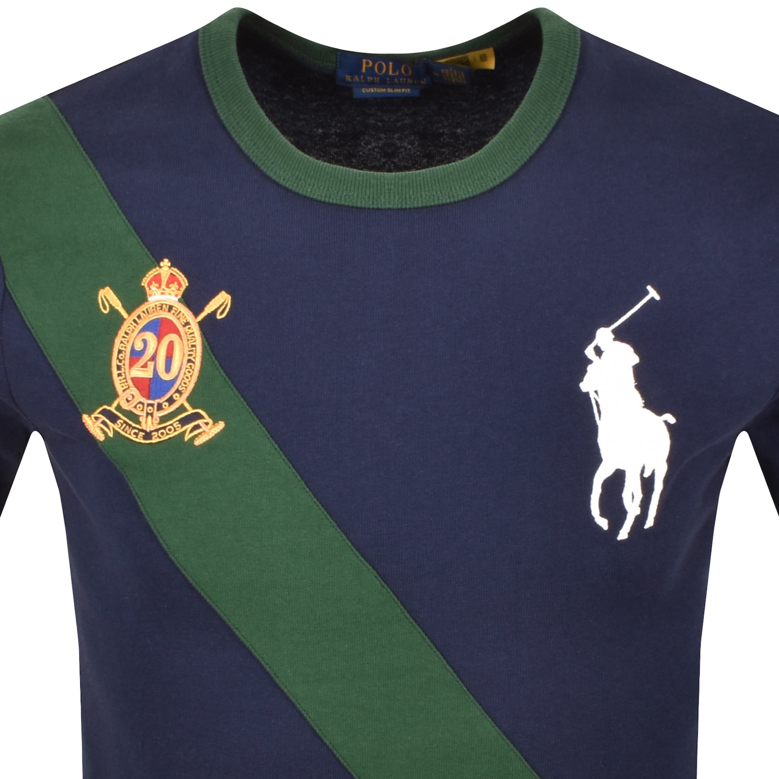 Ralph Lauren Crew Neck Slim Fit T Shirt Navy In Green