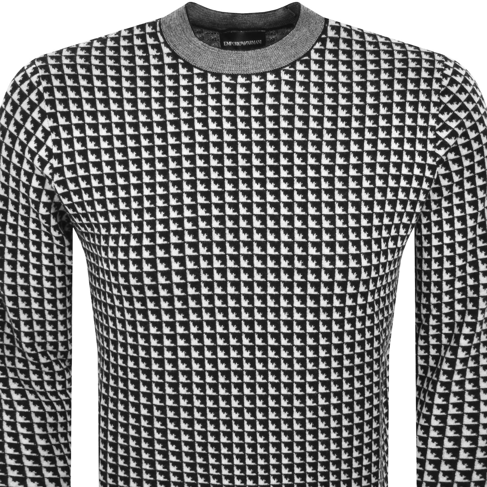 Armani Collezioni Emporio Armani Patterned Wool Jumper Black In Black
