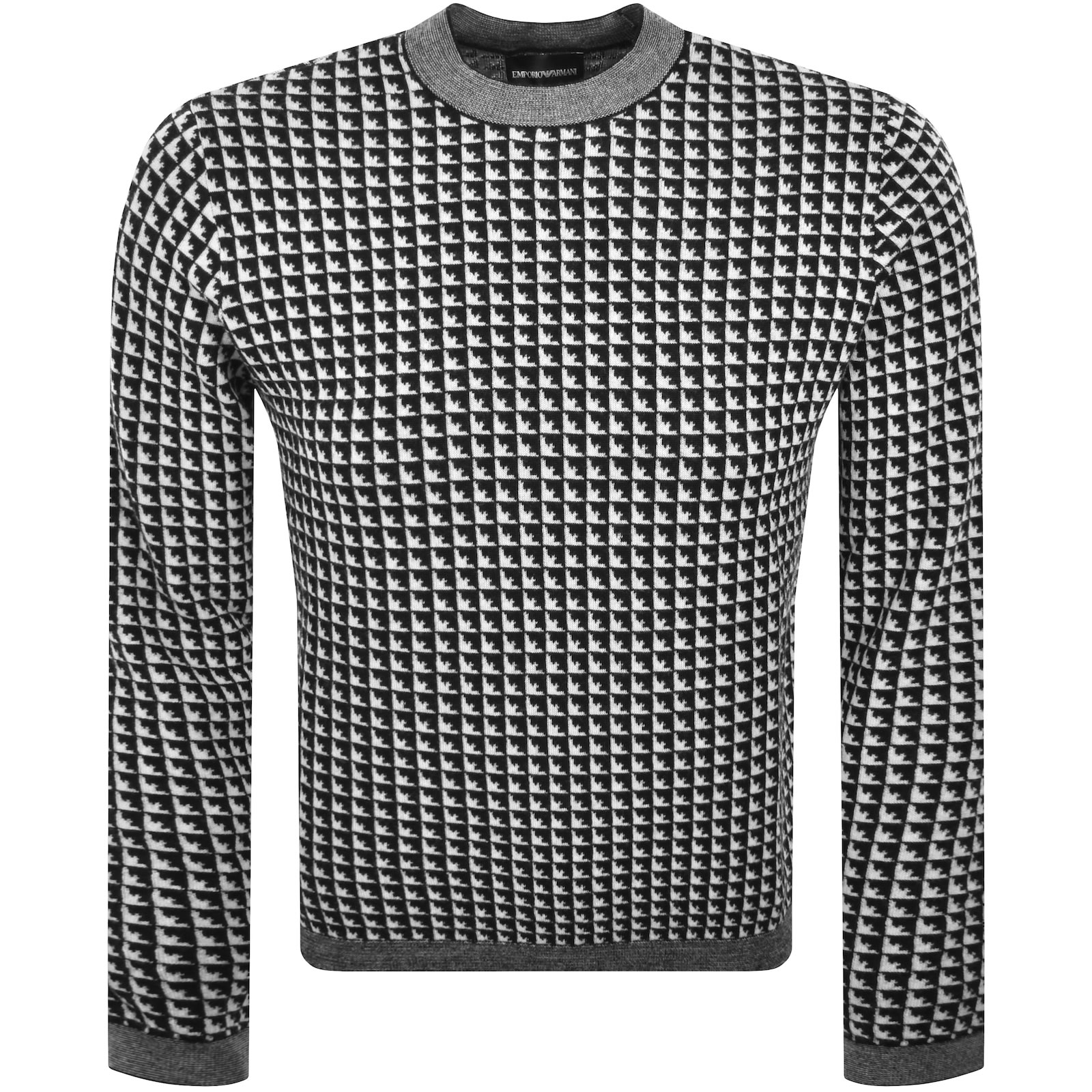 Armani Collezioni Emporio Armani Patterned Wool Jumper Black In Black