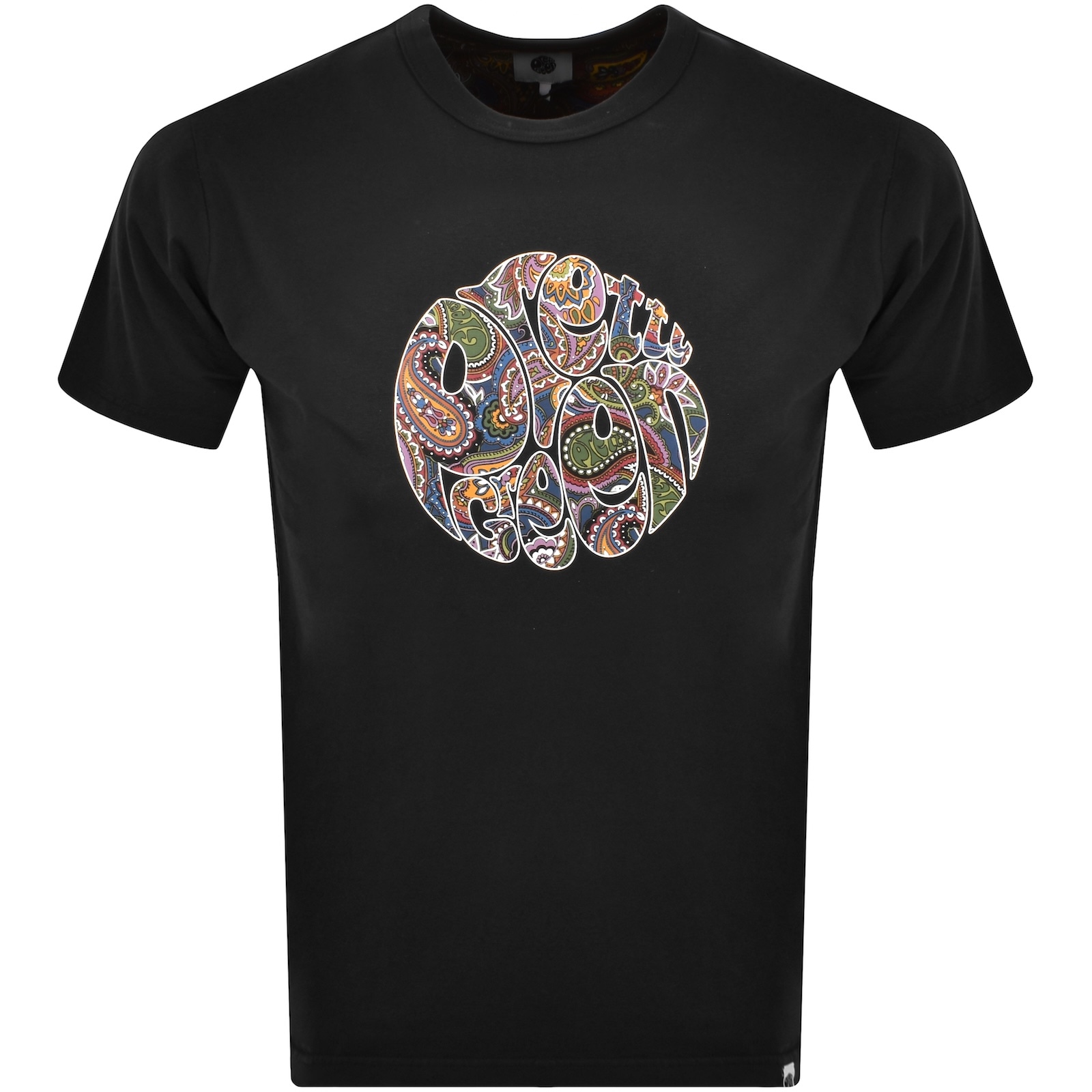 Pretty Green Paisley Logo T Shirt Black In Black