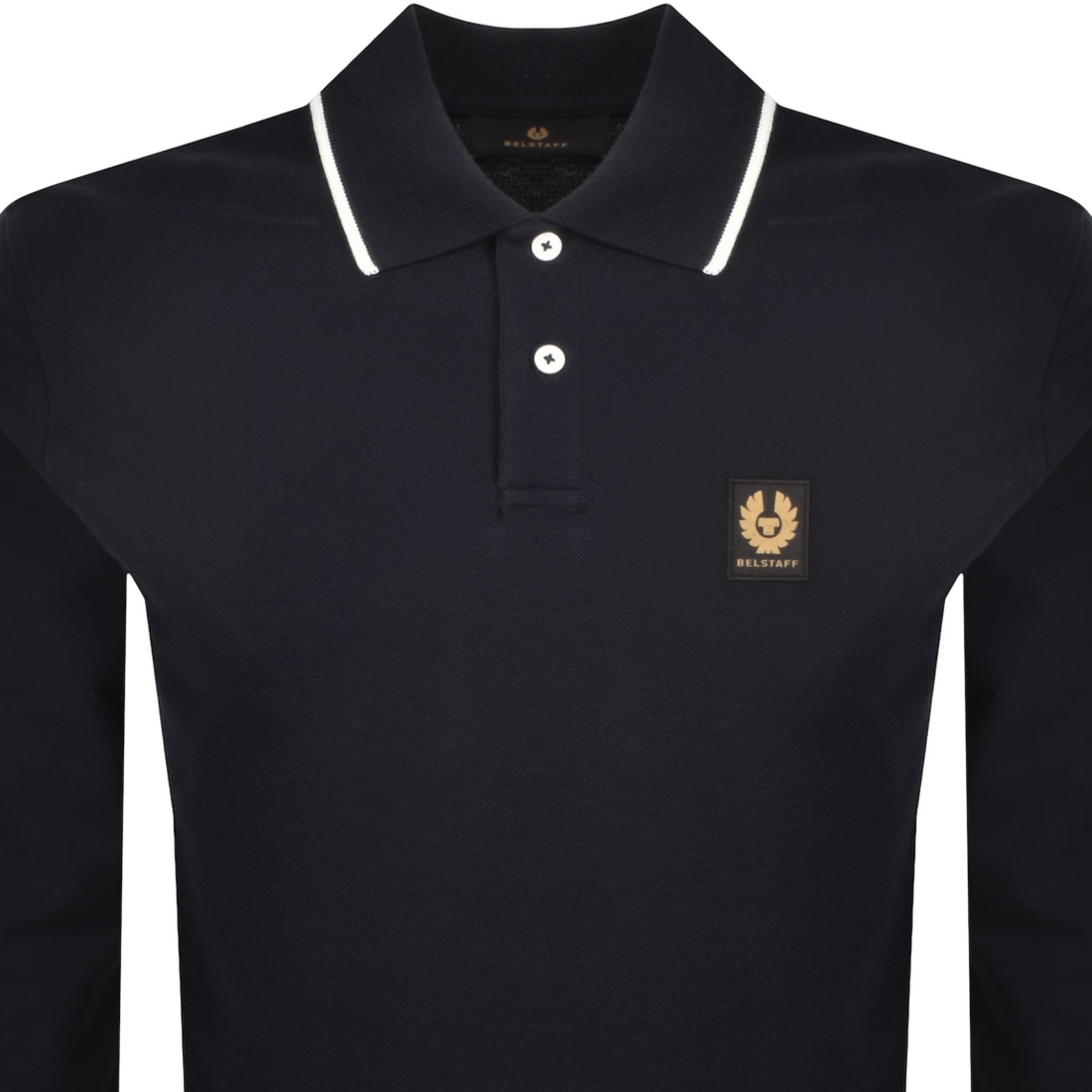 Belstaff Long Sleeve Polo T Shirt Navy In Black