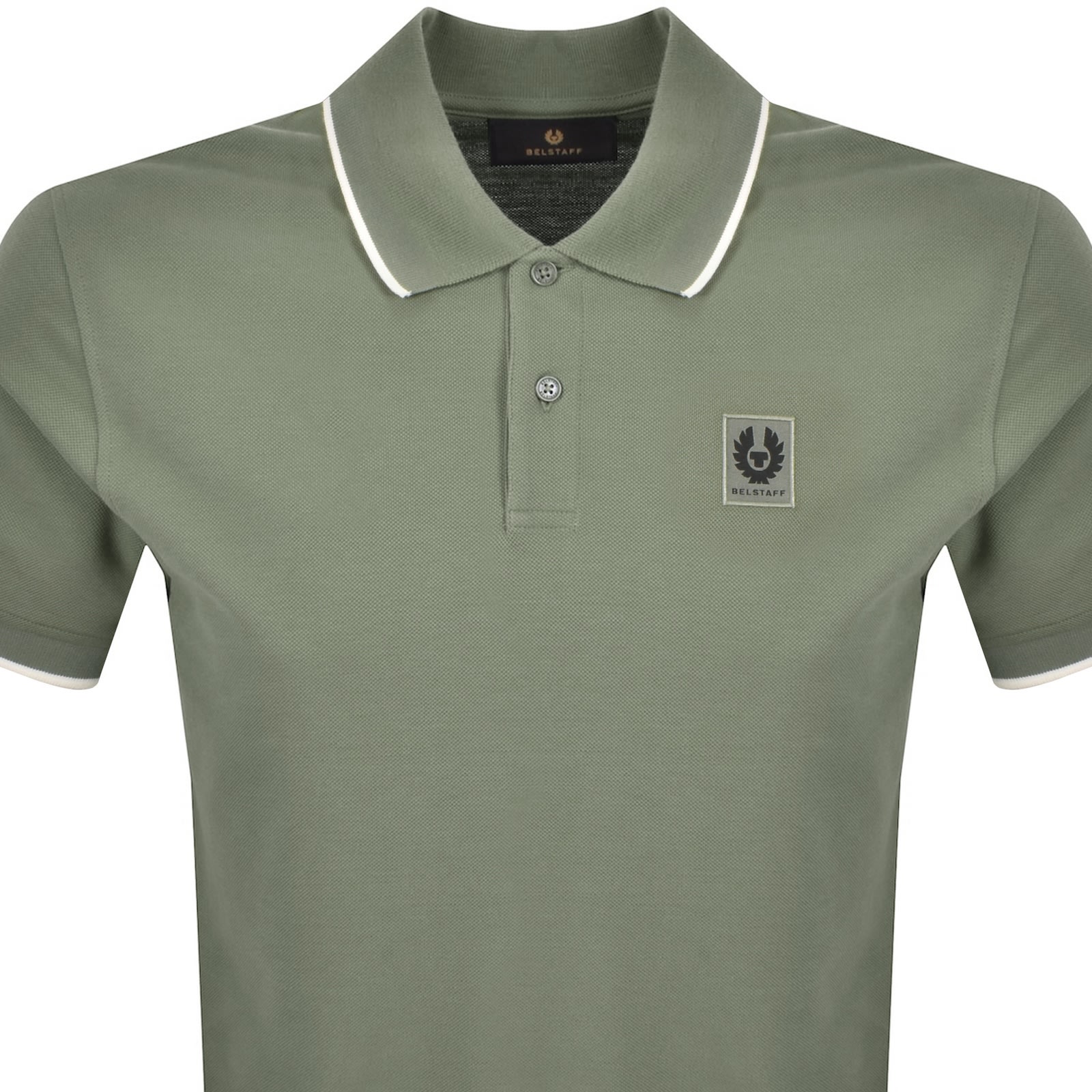 Belstaff Tipped Polo T Shirt Green In Green