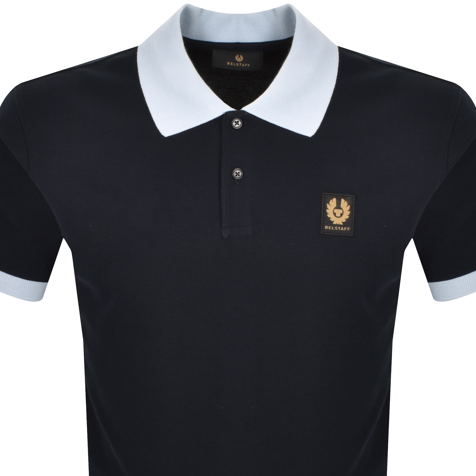 Belstaff Contrast Collar Polo T Shirt Navy In Black