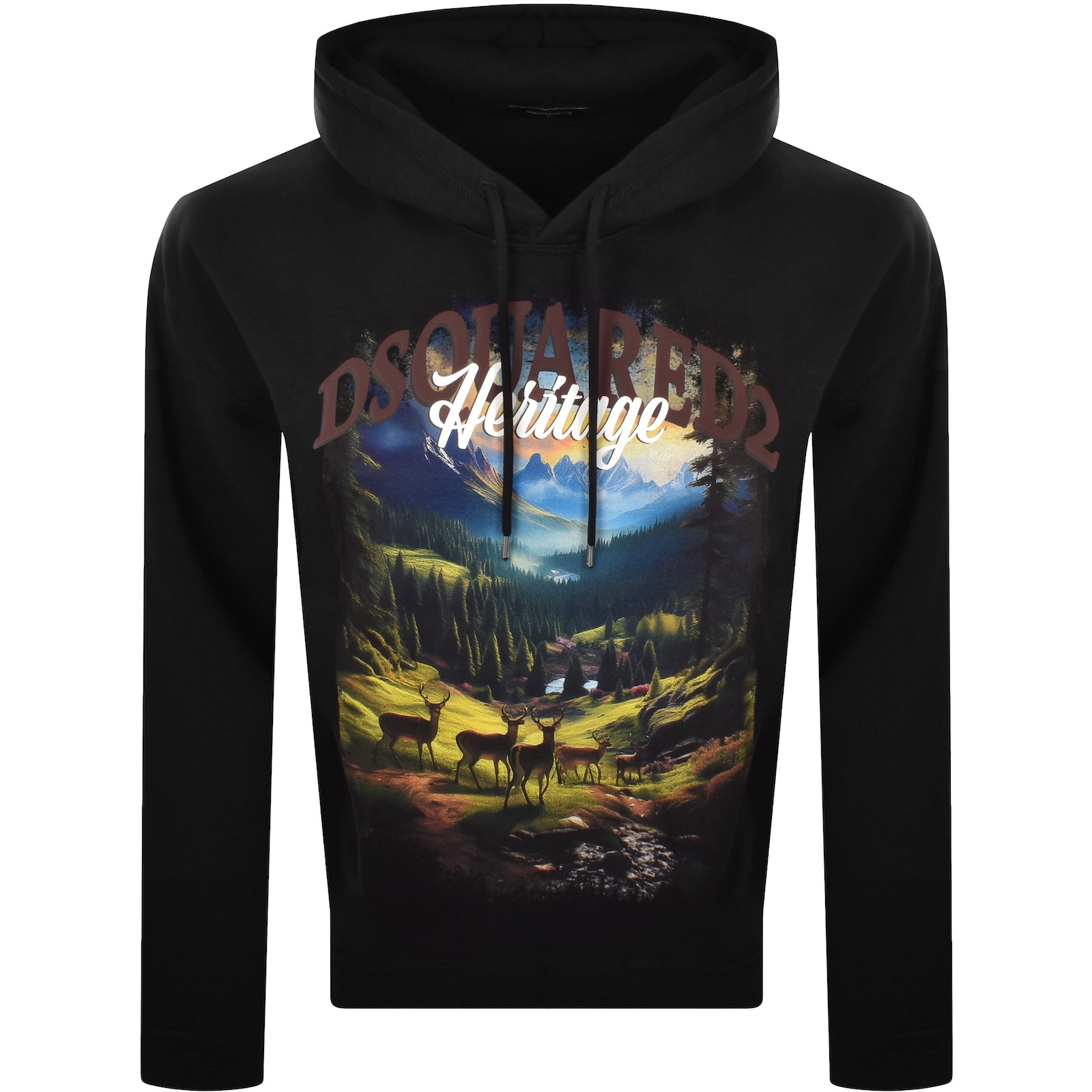Dsquared2 Relax Fit Graphic Hoodie Black